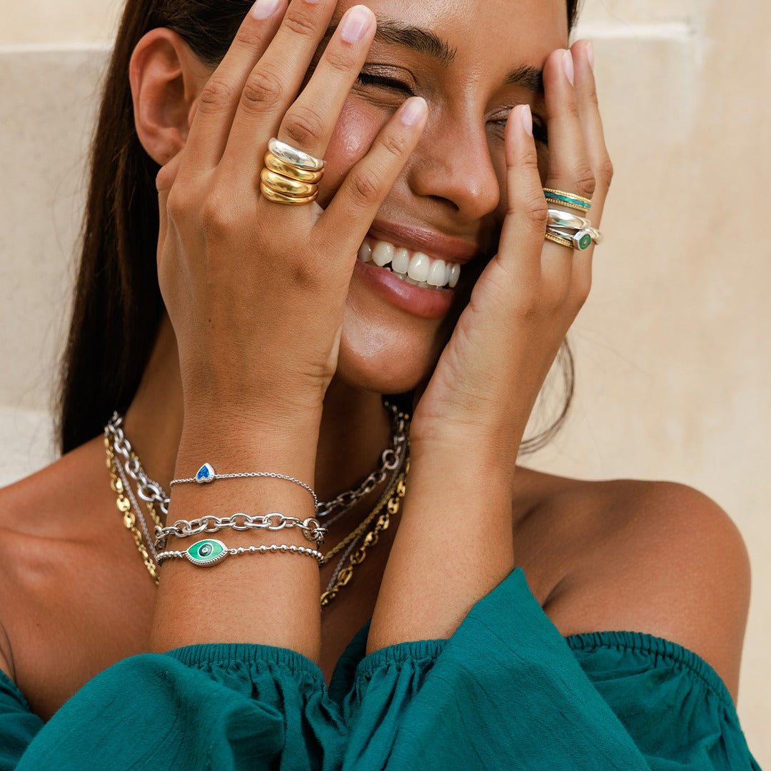 Silver Trine Balance Ring Stack
