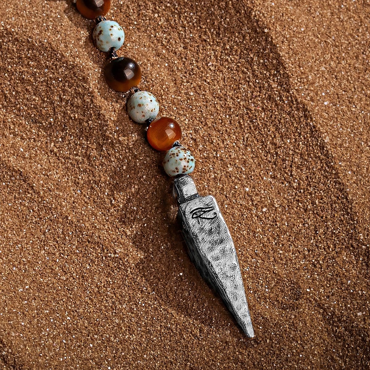 Sublime Tranquility - 4 Symbol Tiger's Eye Turquoise Necklace