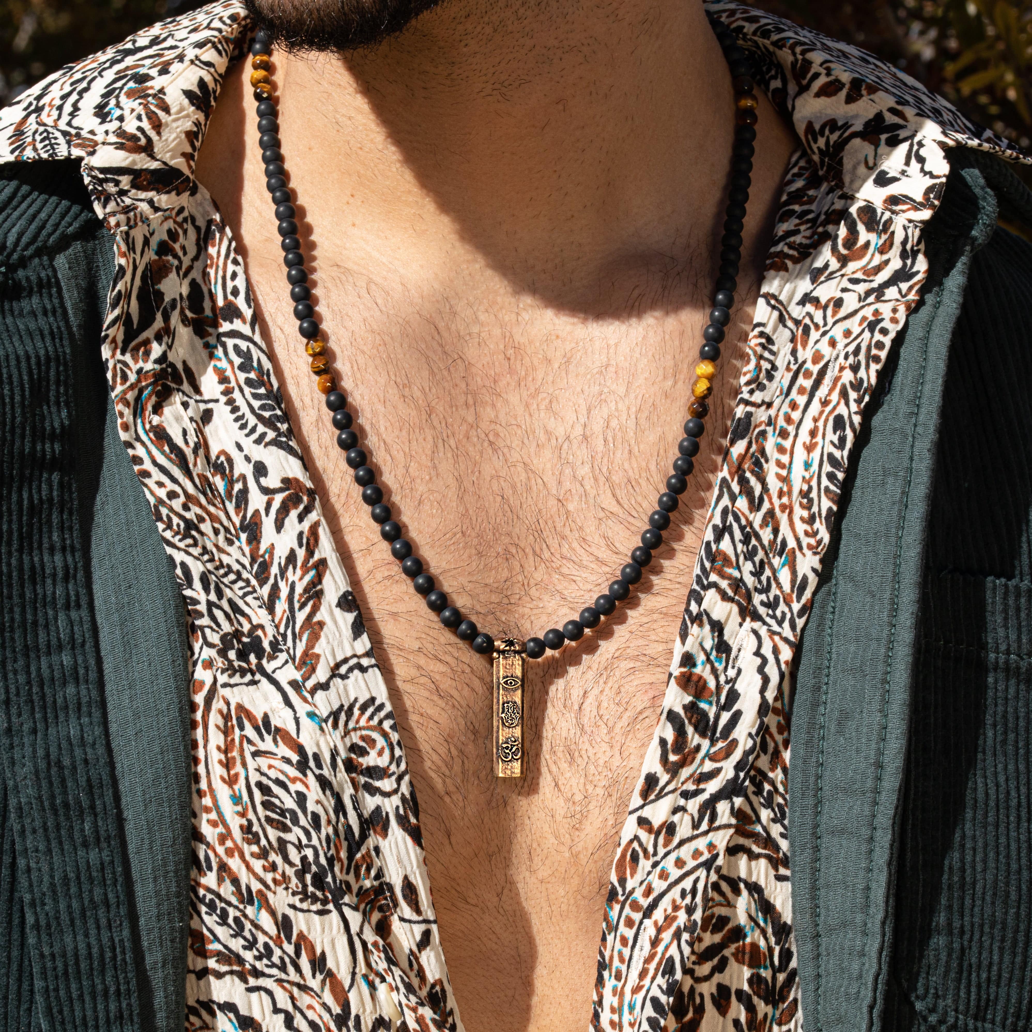 Divine Energy - Onyx Tiger's Eye Triple Protection Necklace