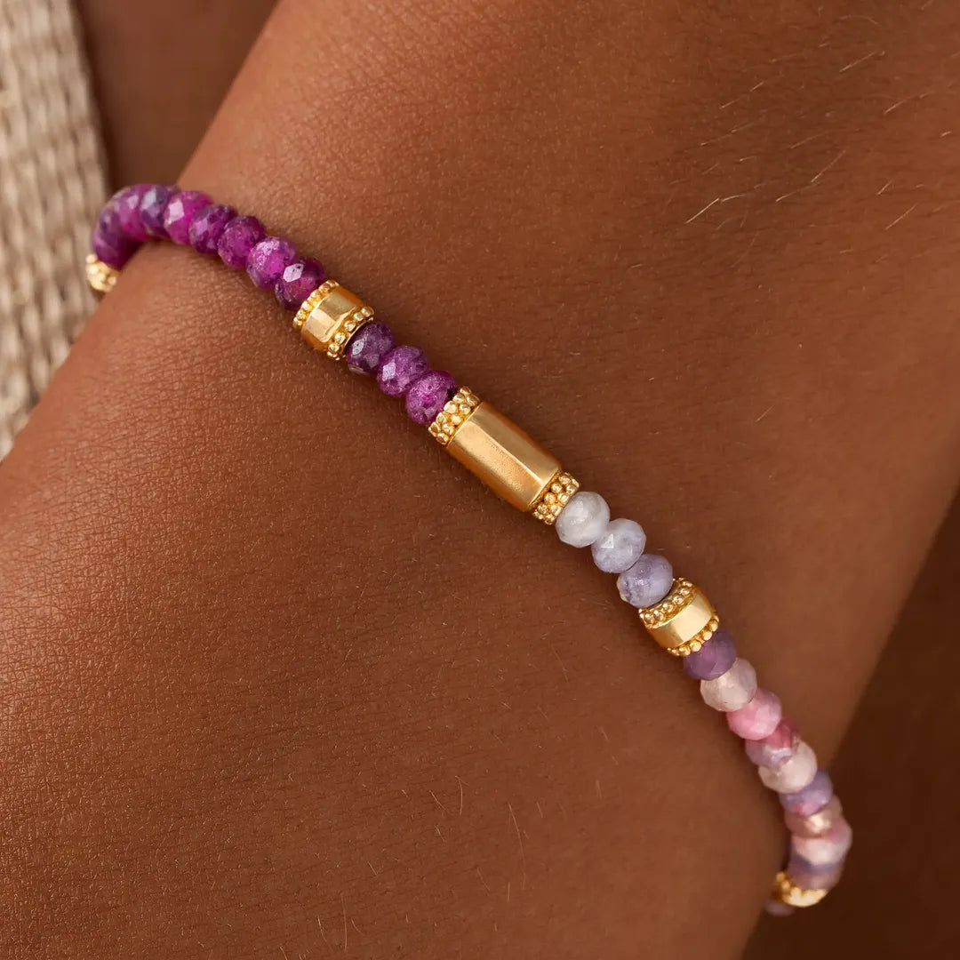 Heartline Harmony Ruby & Pink Tourmaline Stretch Bracelet
