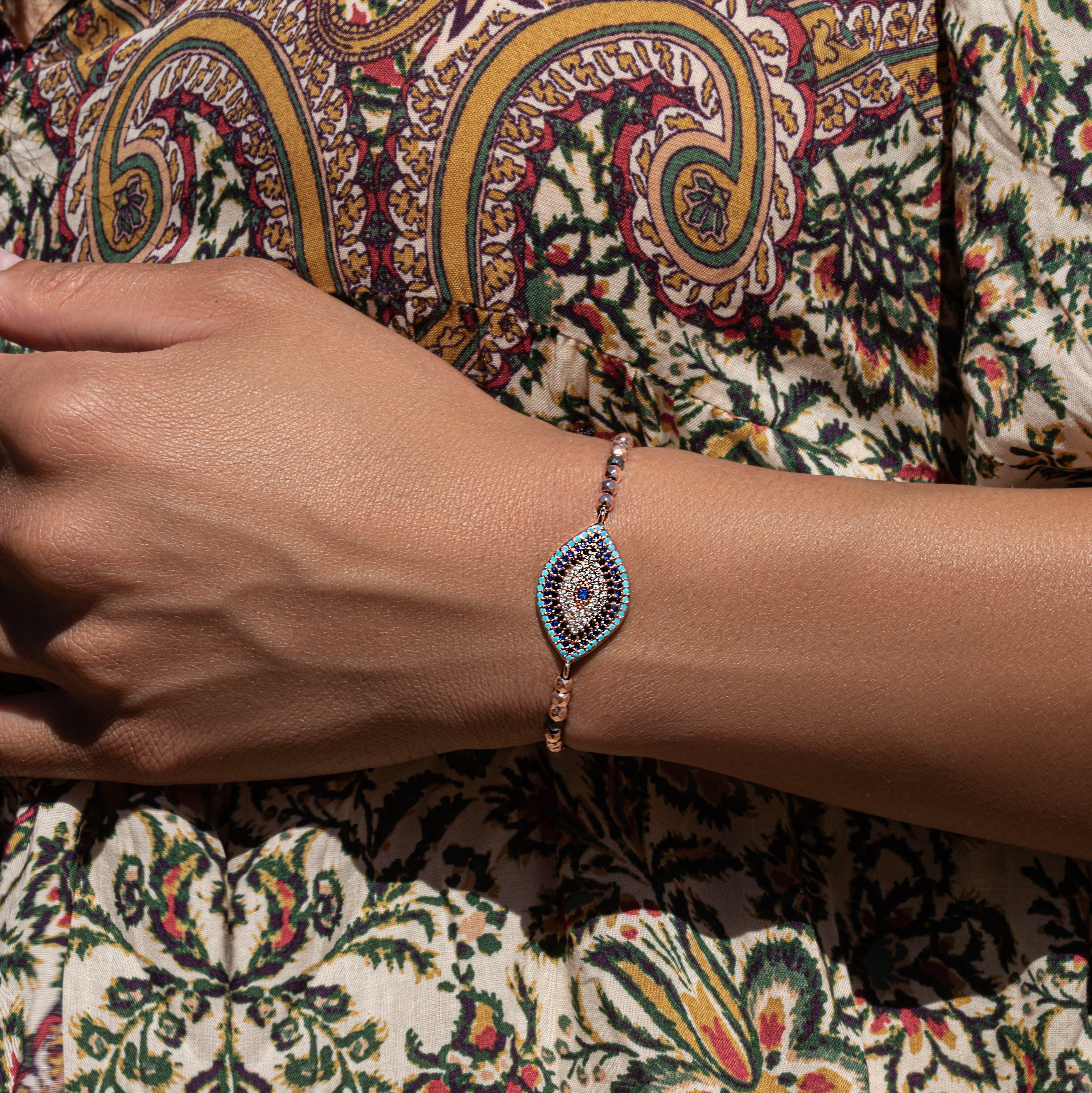 Spirit Warden - Hematite Evil Eye Charm Bracelet