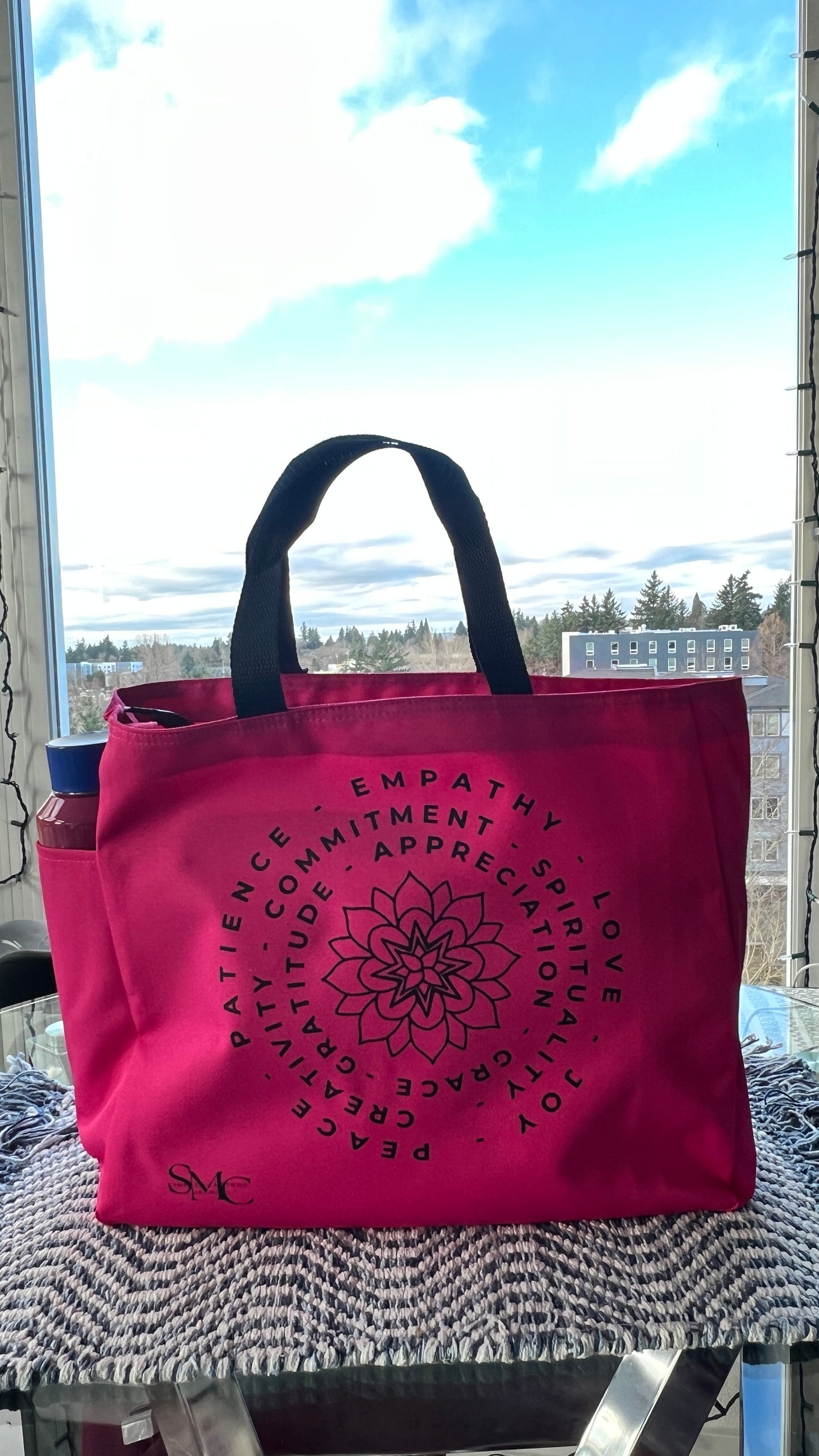 🌺 Tropical Pink Affirmation Mandala Tote