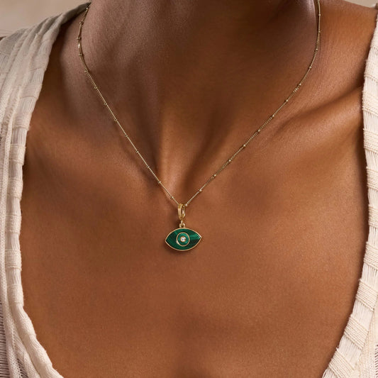 Zen Mindstate Malachite Evil Eye Engravable Charm