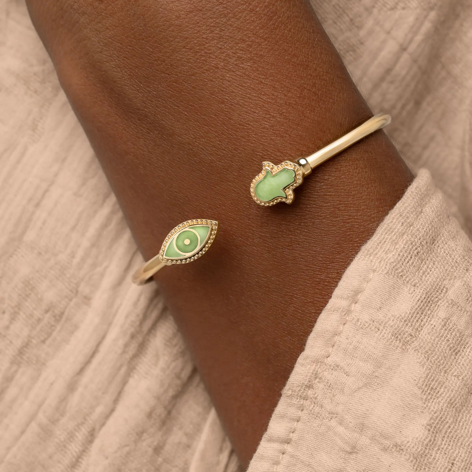 Eternal Shield Jade Evil Eye & Hamsa Bangle