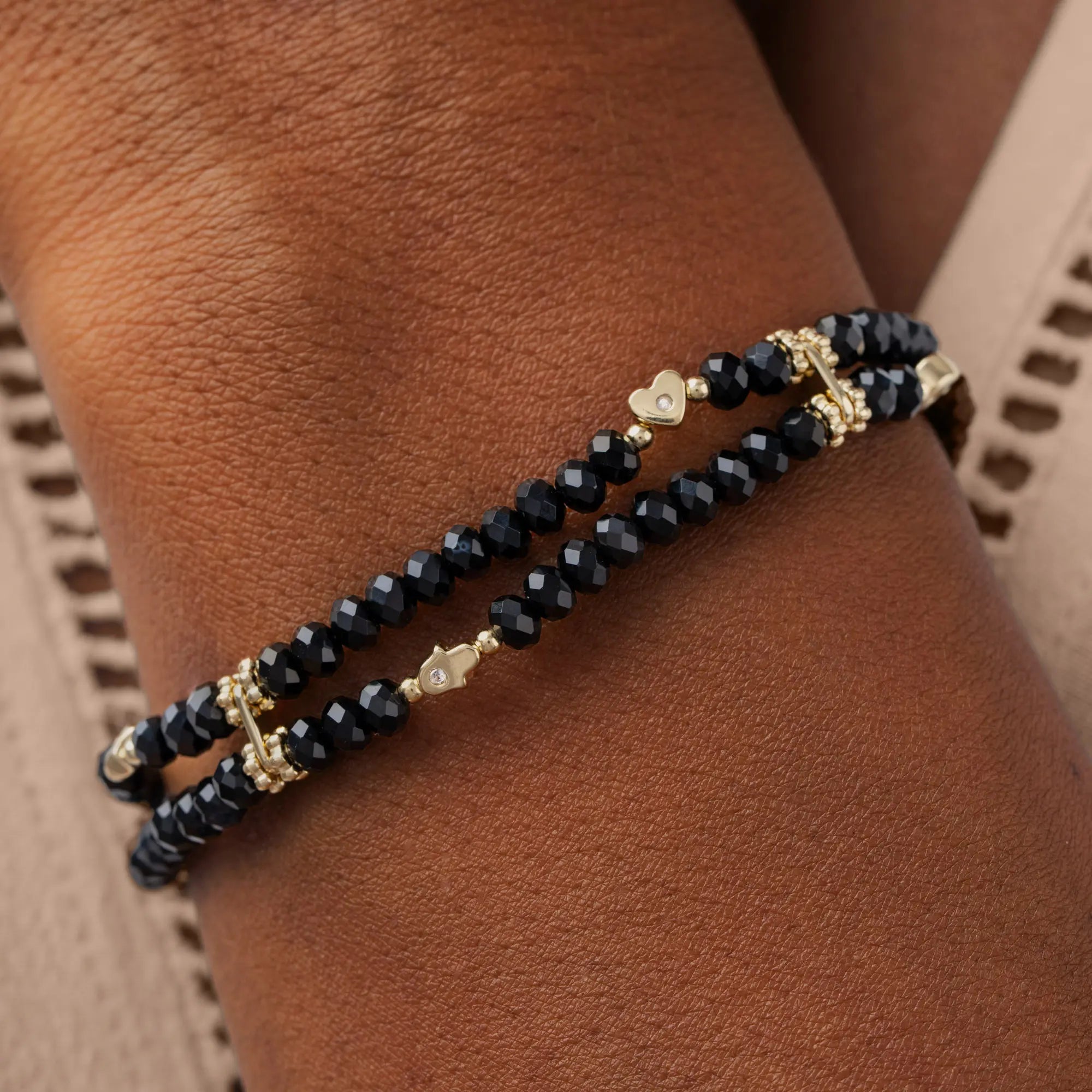 Harmony Within Multi-Charm Onyx Bracelet