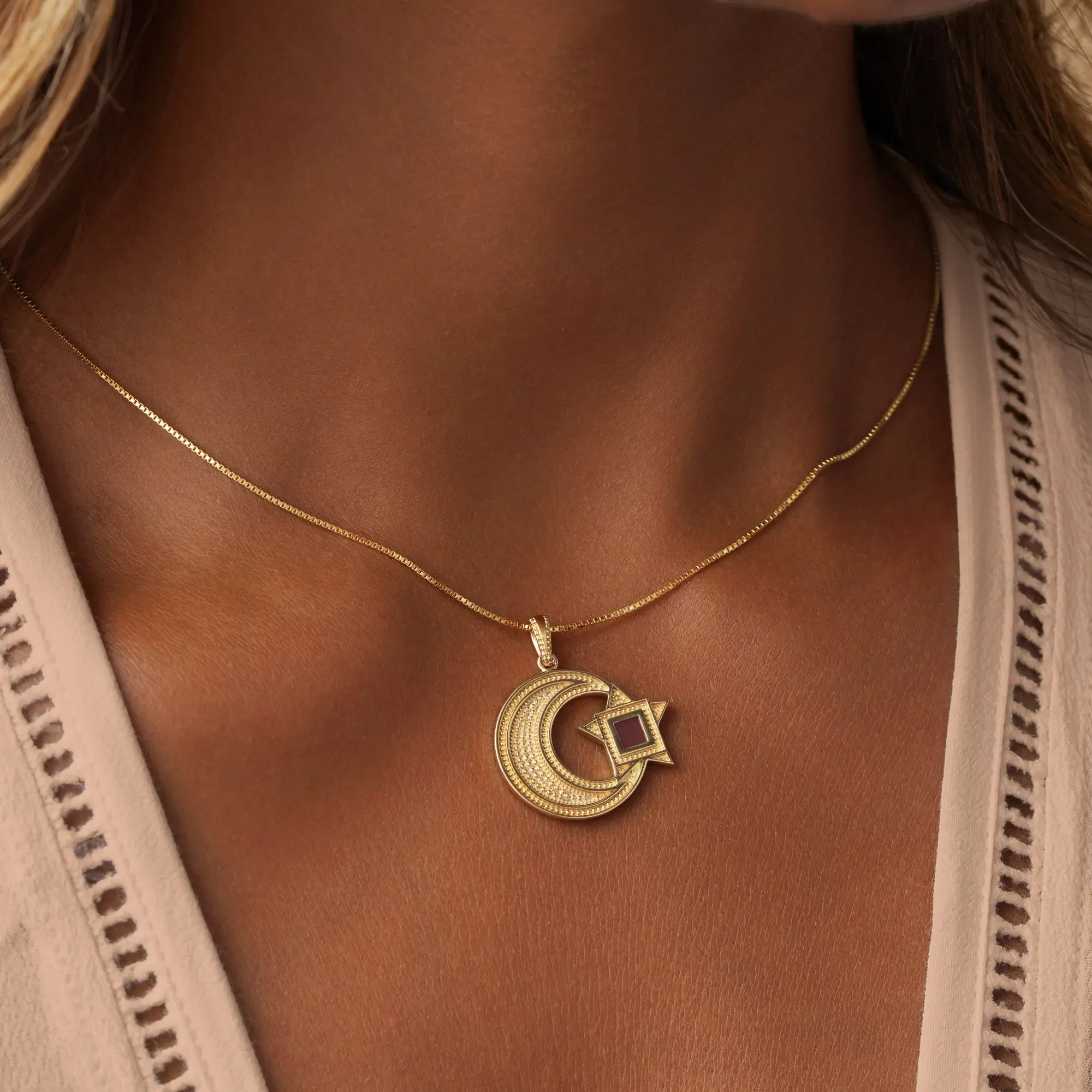 Crescent and Star Quran Nano Chip Necklace