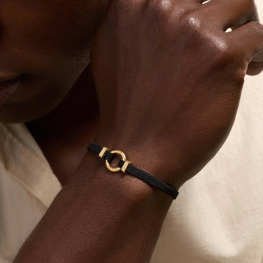 Zen Living Karma Circle Men’s Black String Bracelet