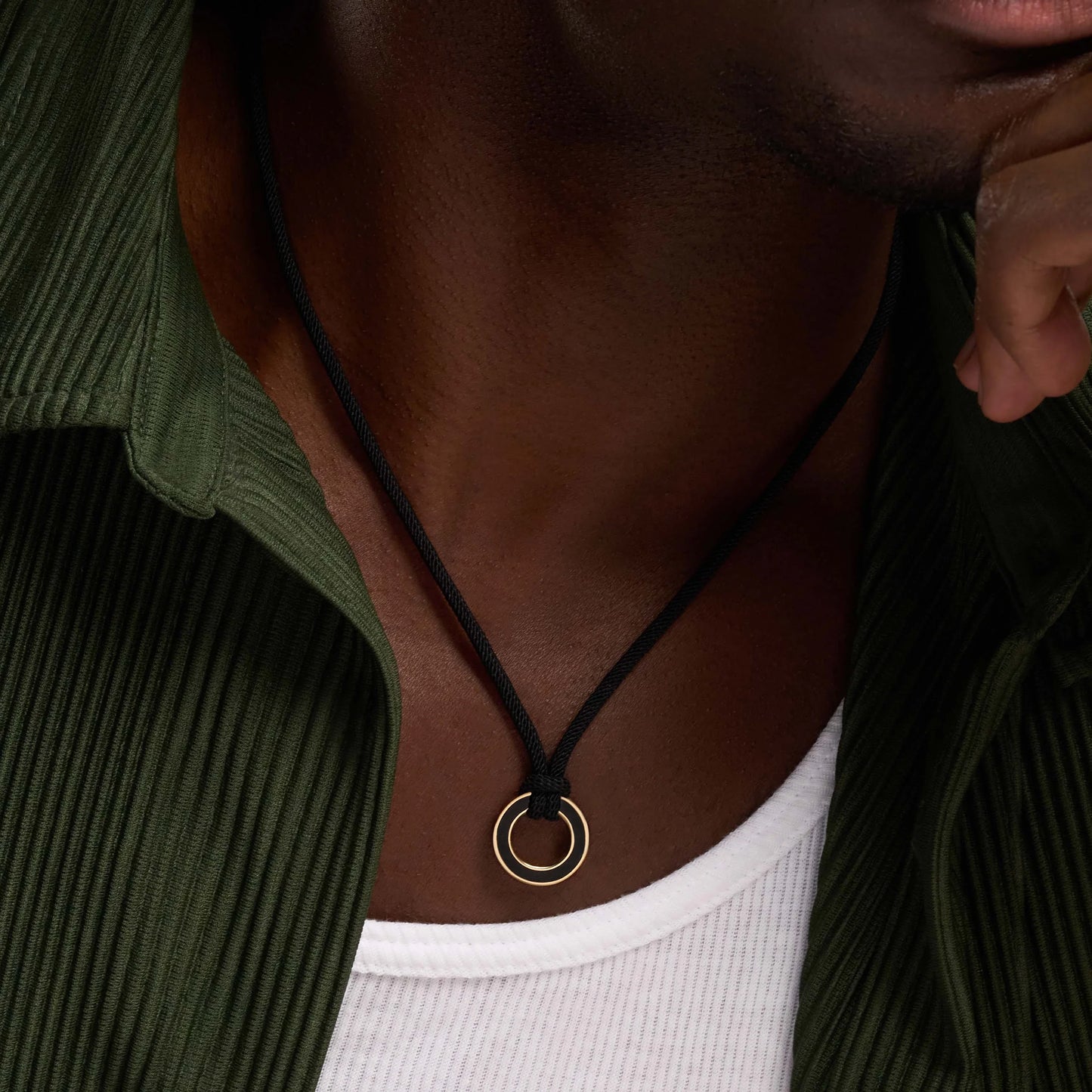 Soulful Exploration Onyx Karma Circle Black String Necklace