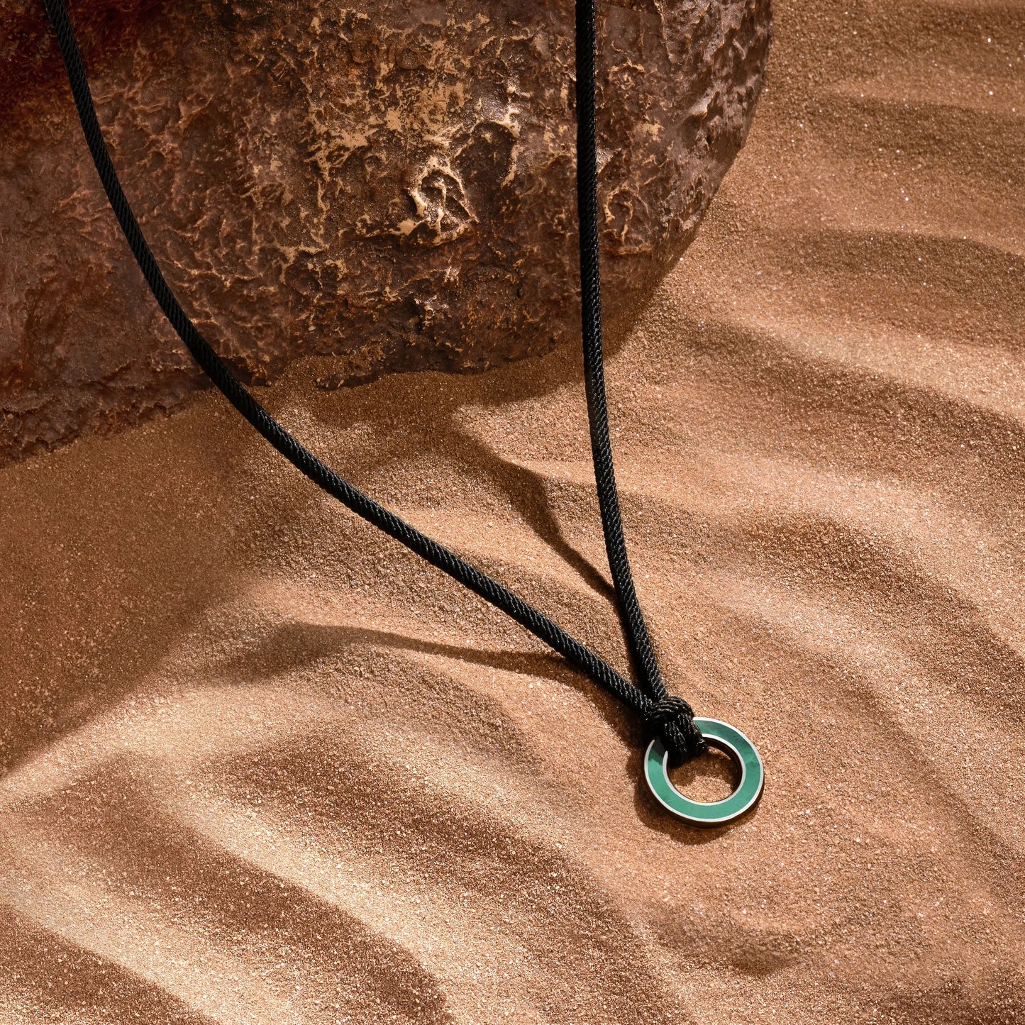 Abundance Mindset Malachite Karma Circle Black String Necklace