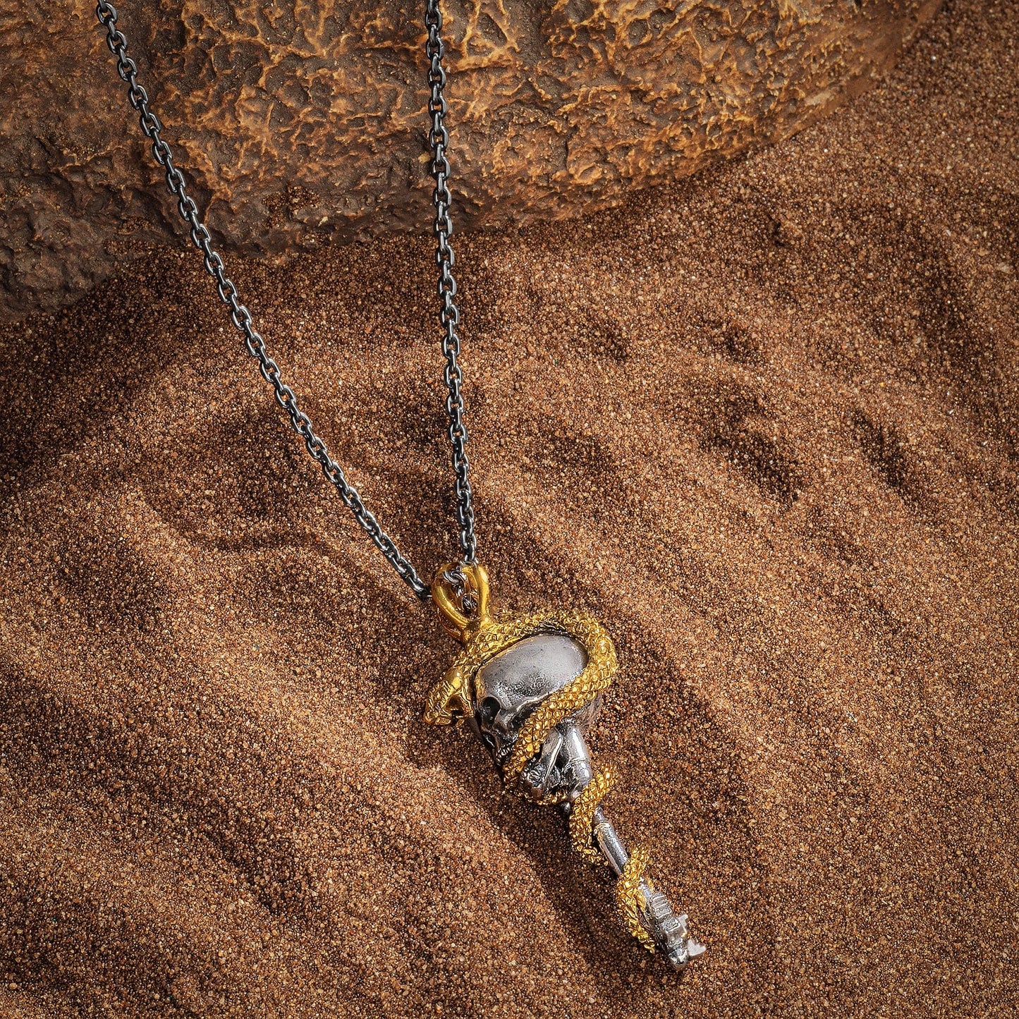 Powerful Guidance - Snake Skull Onyx Necklace