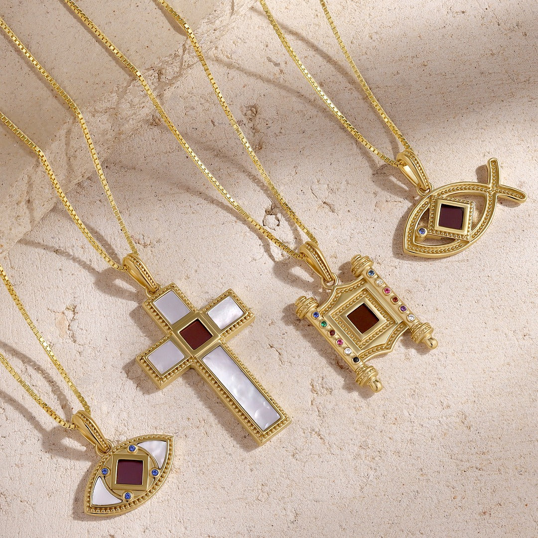 Boundless Wisdom Sapphire Ichthys Bible Nano Chip Necklace