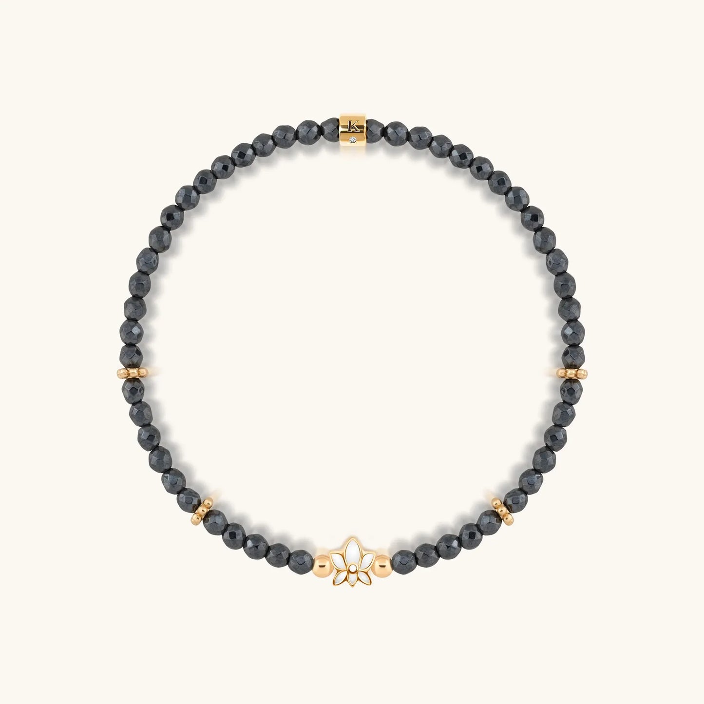 Graceful Resilience - Hematite Lotus Bracelet