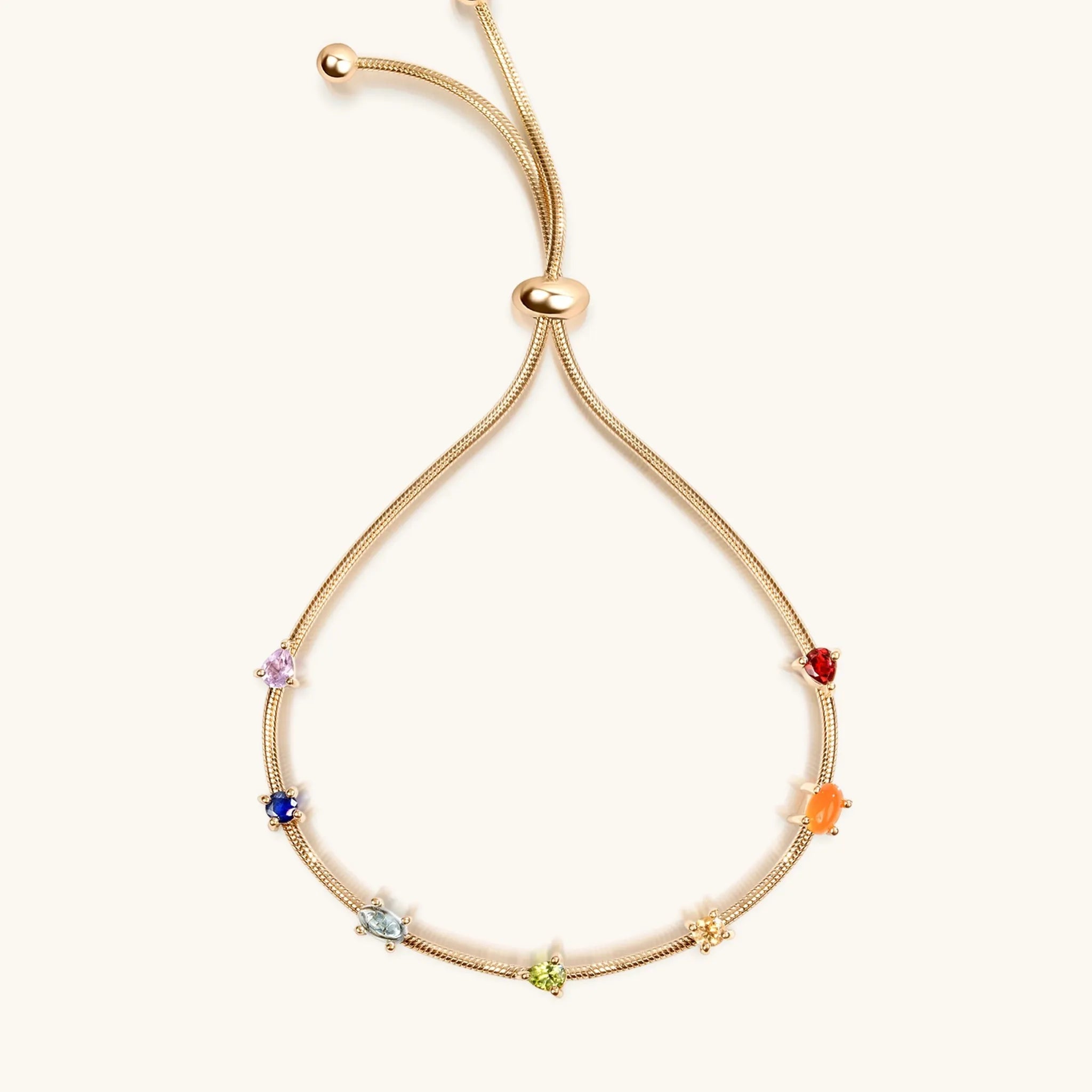 Careful Alignment - Gold Plated 7 Stones Chakra Bracelet