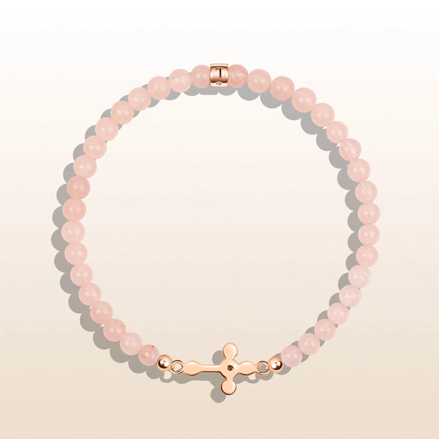 Loyal Support - Rose Quartz Diamond Cross Bracelet