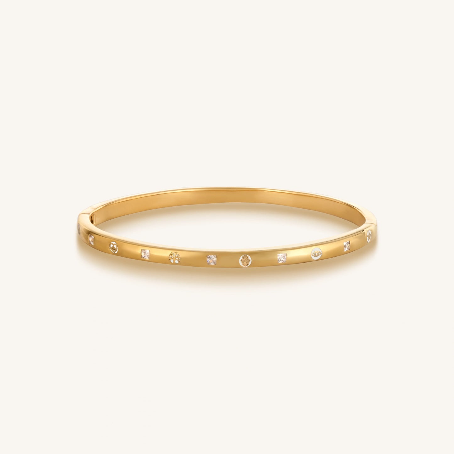 Unwavering Grace Gold Multi Symbol Cuff Bracelet