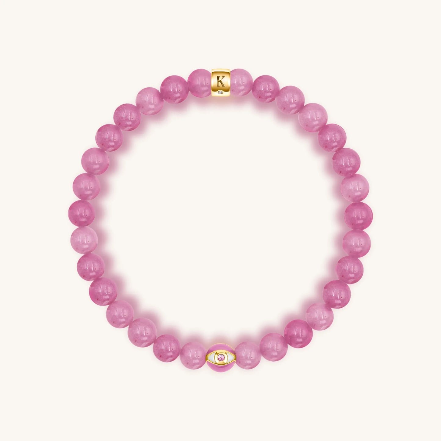 Genuine Peace - Pink Tourmaline October Birthstone Evil Eye Bracelet