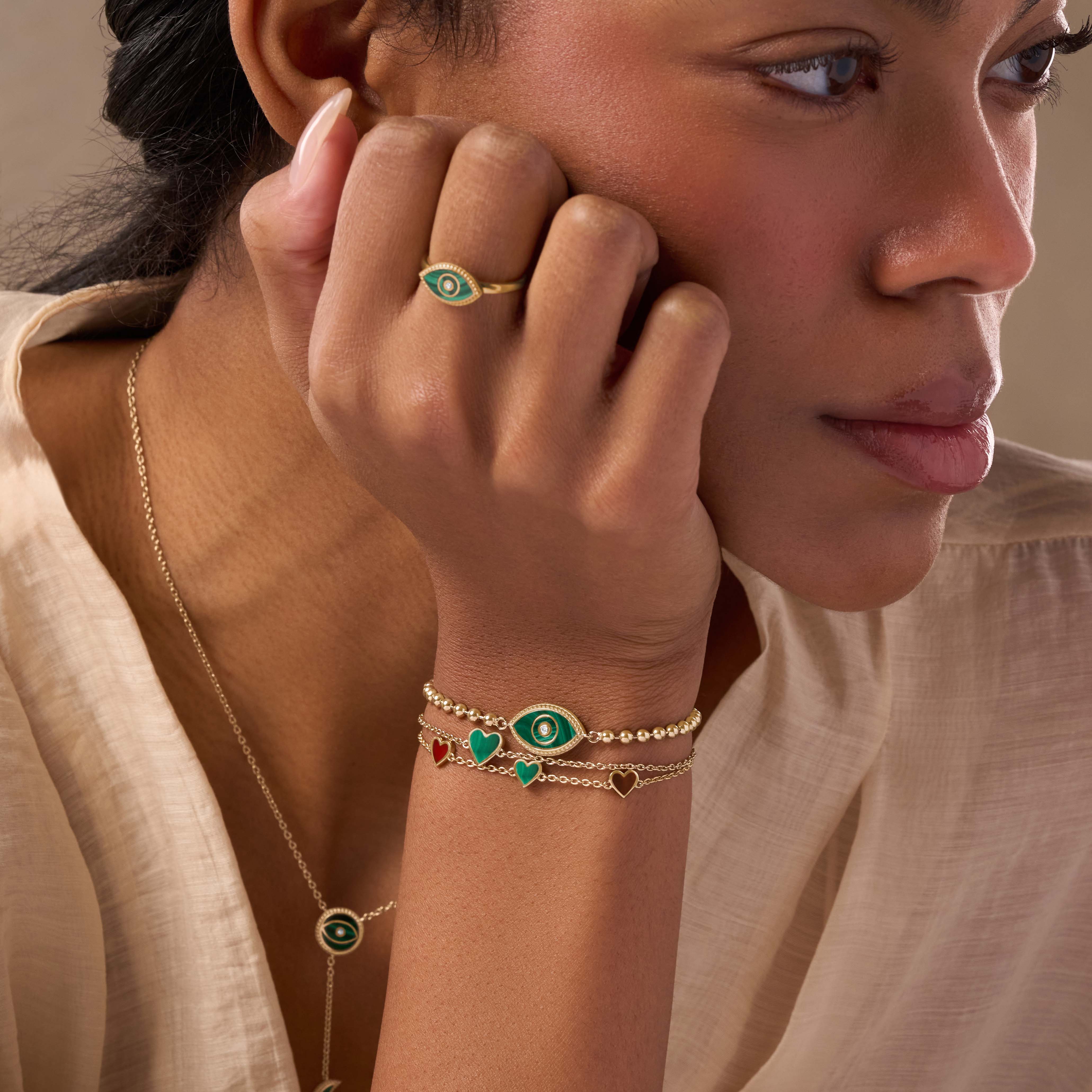 Heart’s Desire Multi-Stone Heart Bracelet