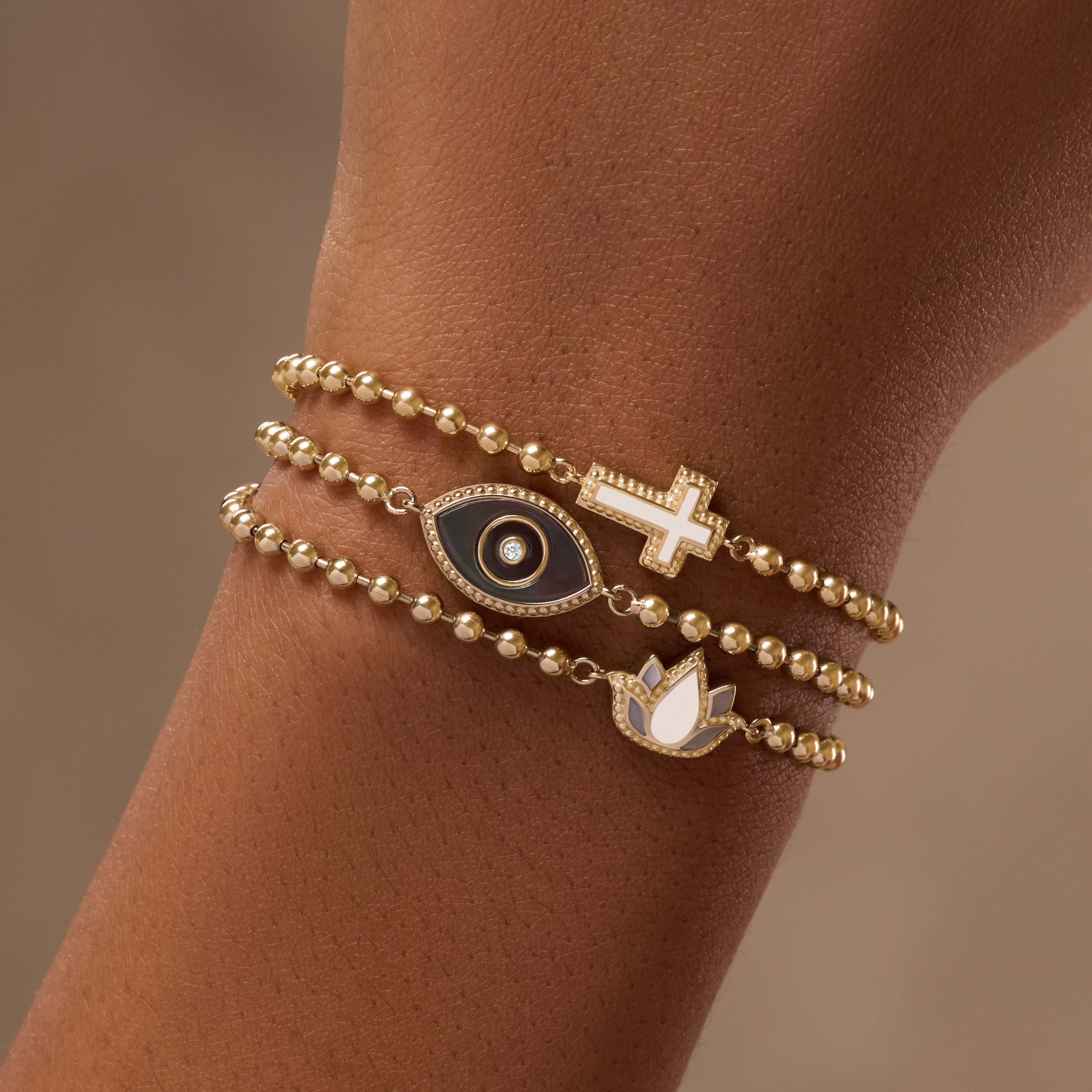 Delicate Karma Lotus Mother of Pearl Bracelet
