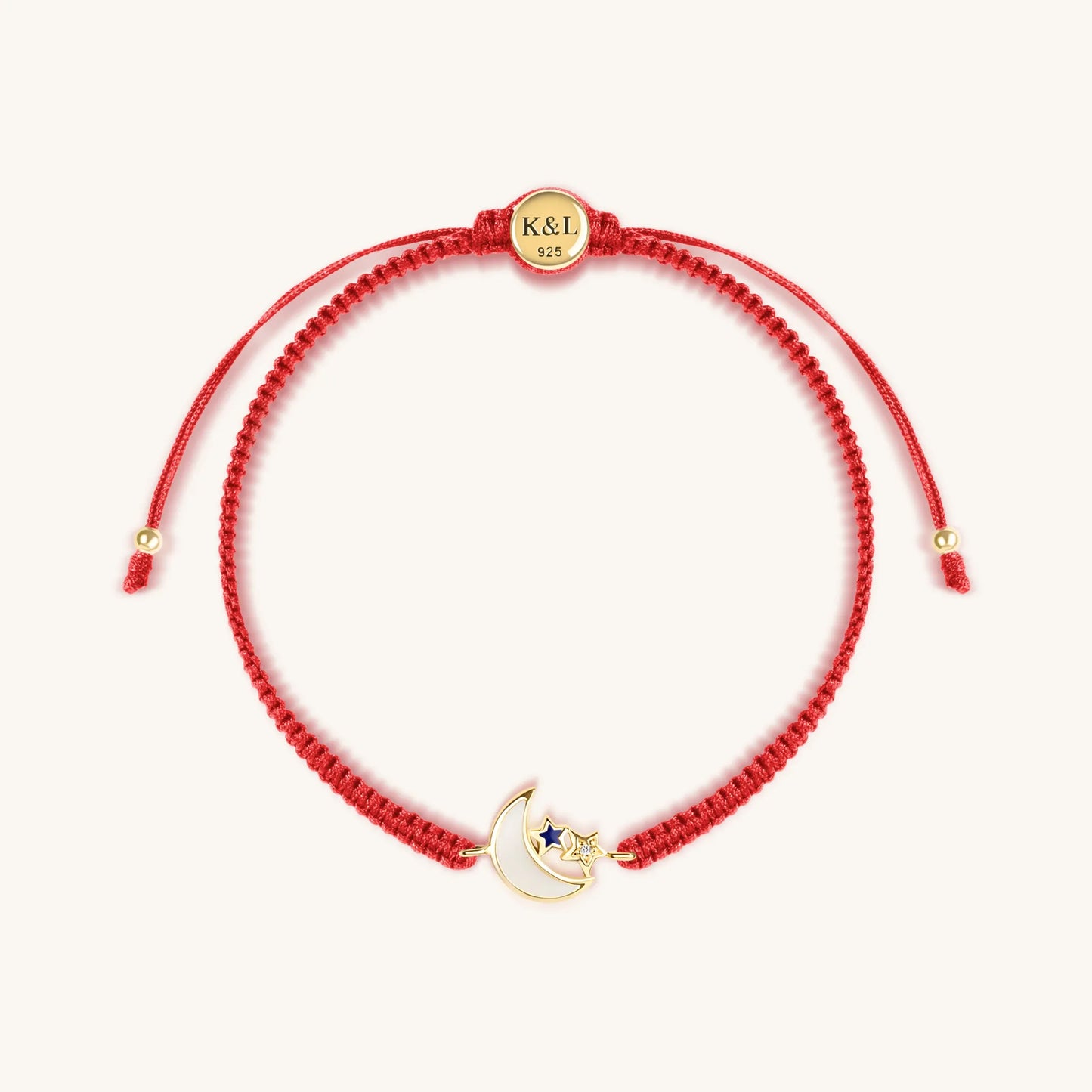 Transcendental Wisdom - Red String Moon & Stars Charm Bracelet