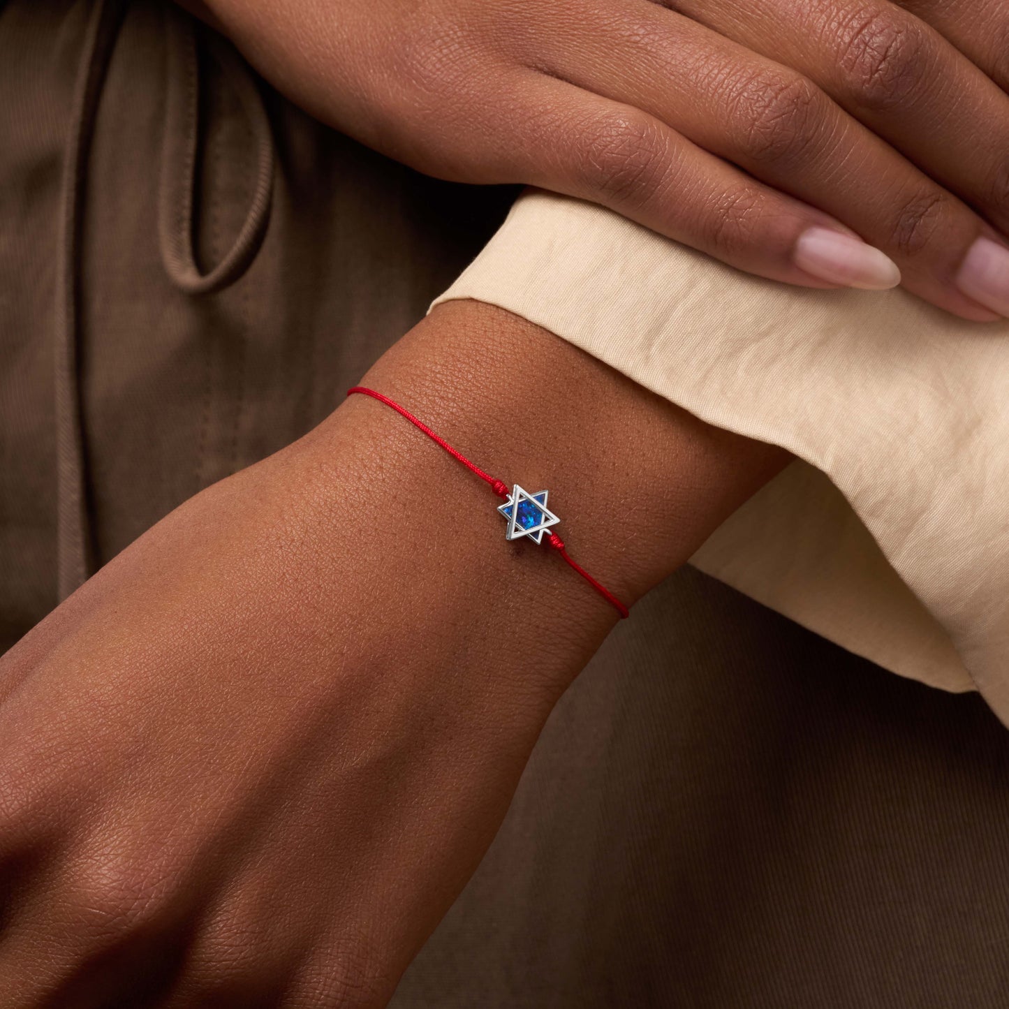 Evolved Soul Blue Opal Star of David Red String Bracelet