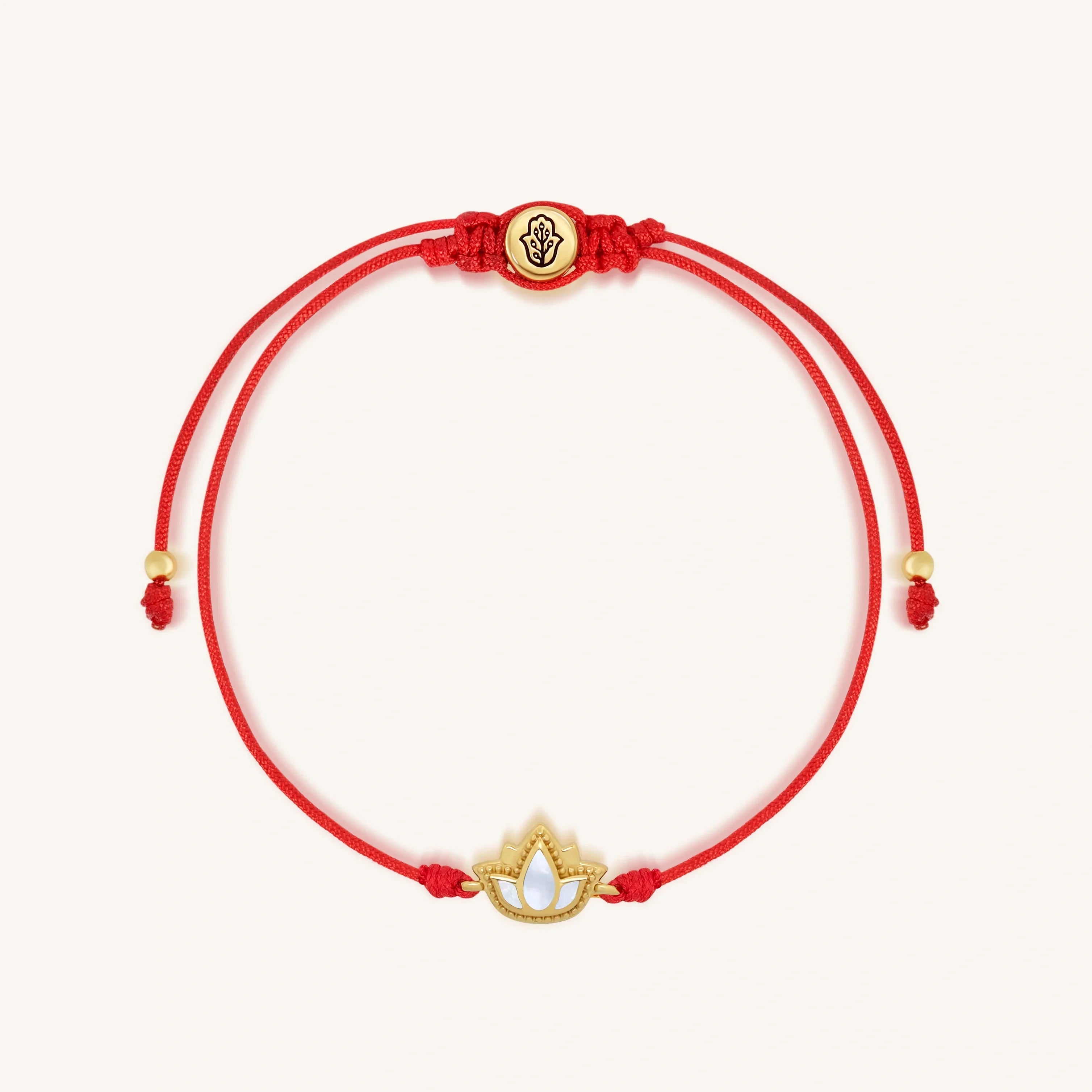 Blossoming Spirit Mother of Pearl Lotus Red String Bracelet