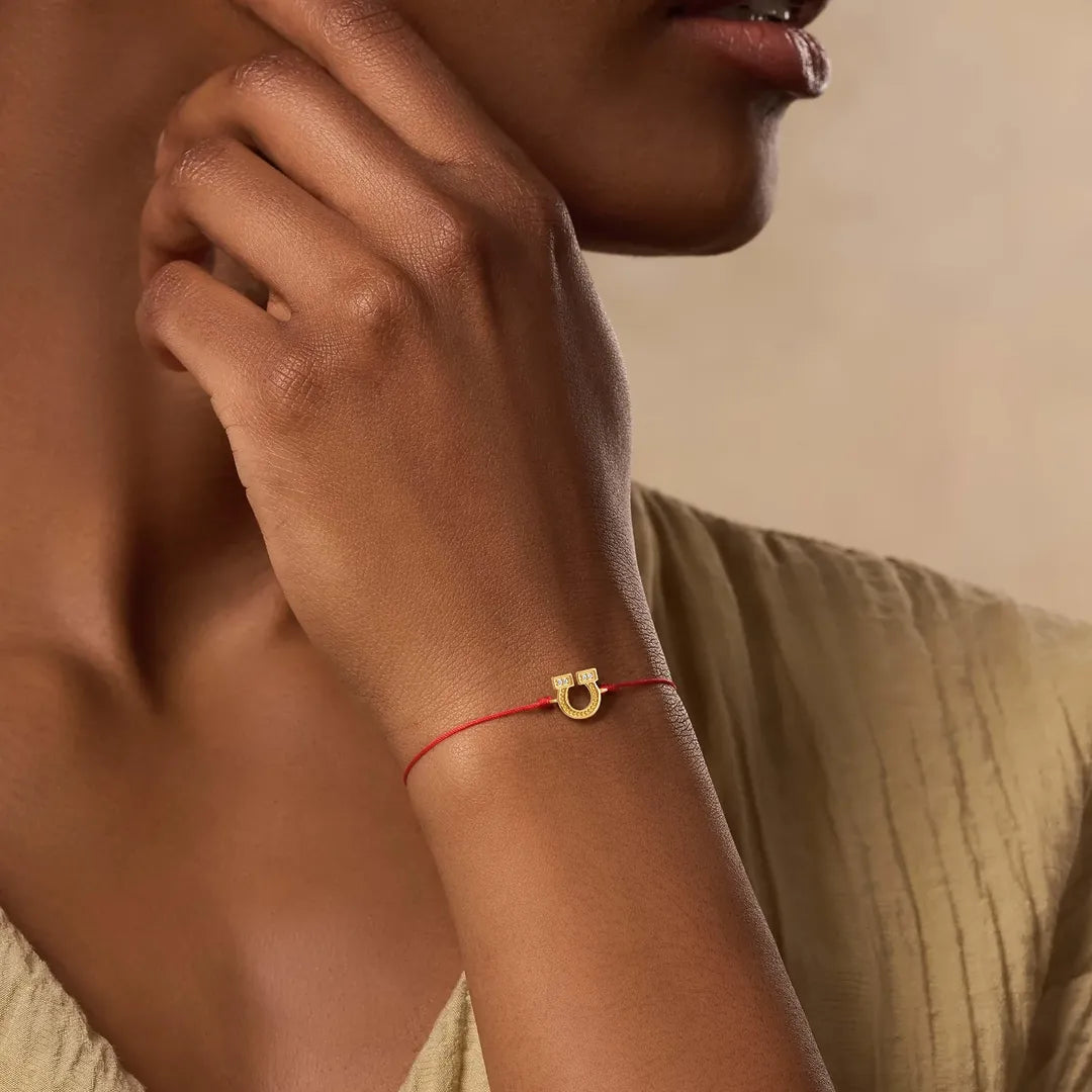 Fortune Thread Horseshoe Gold Red String Bracelet