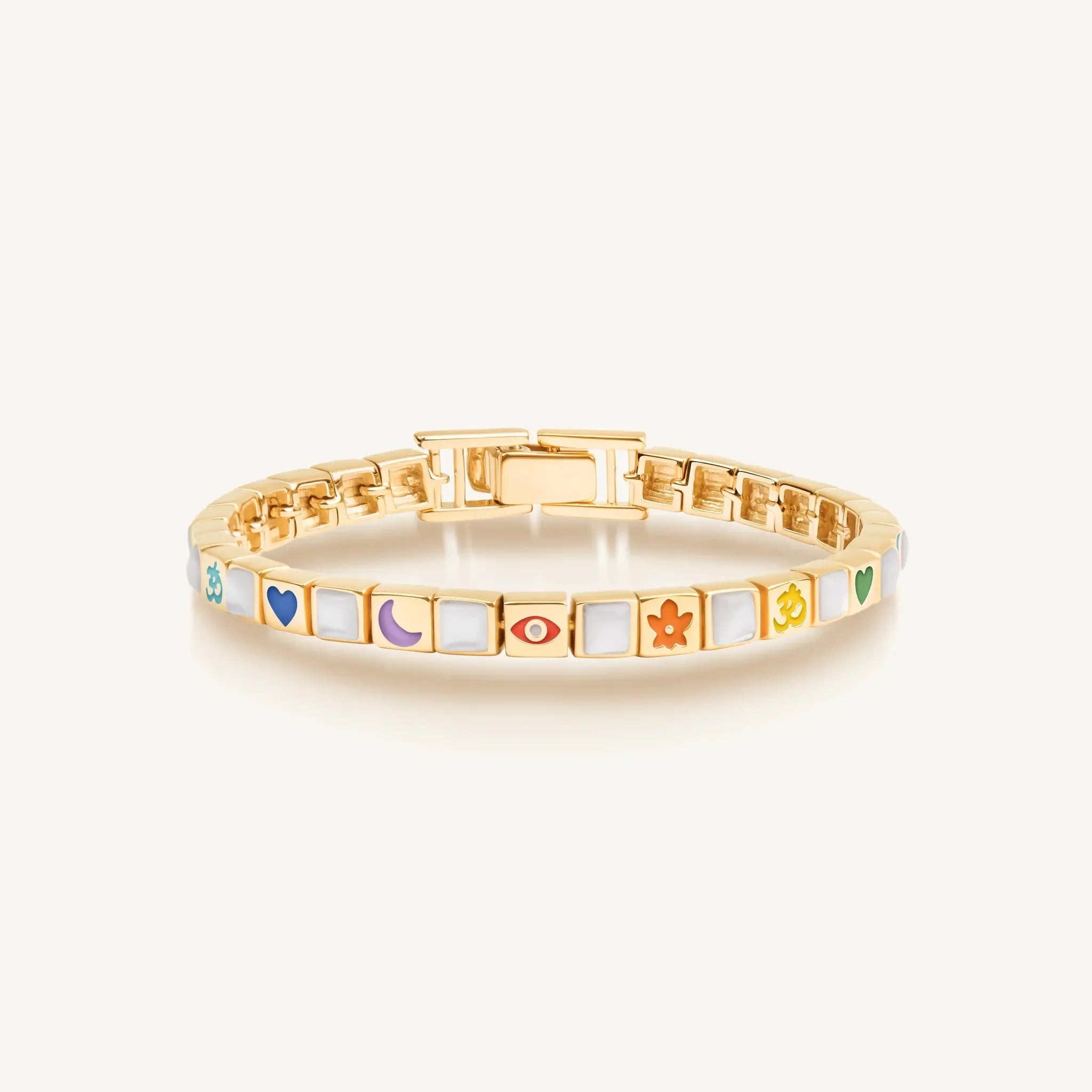 Cheerful Outlook - Multi Color Enamel Mother of Pearl Bracelet Small