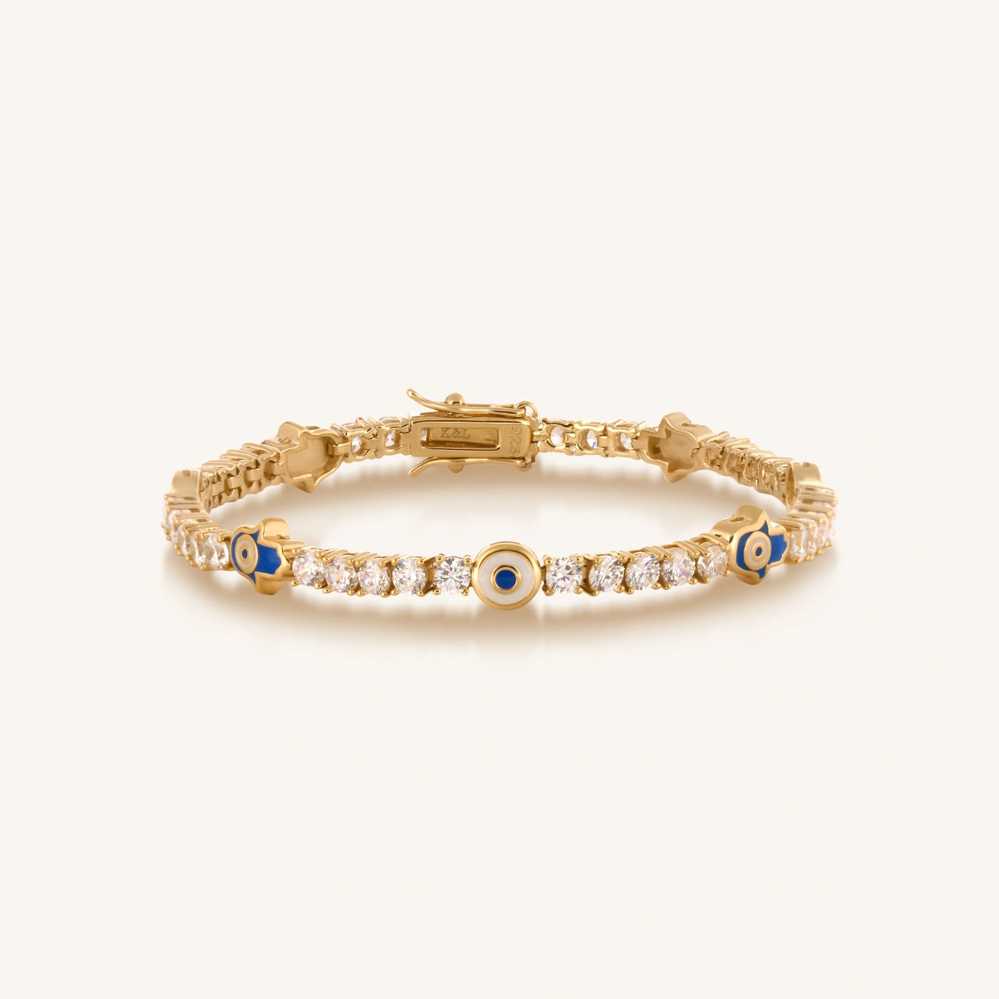 Warden of Peace Gold Evil Eye & Hamsa Tennis Bracelet