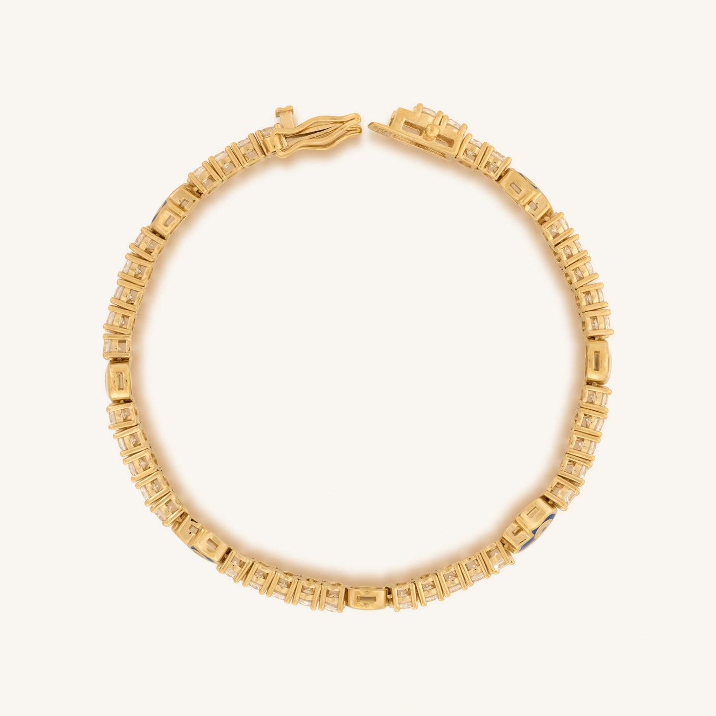Warden of Peace Gold Evil Eye & Hamsa Tennis Bracelet