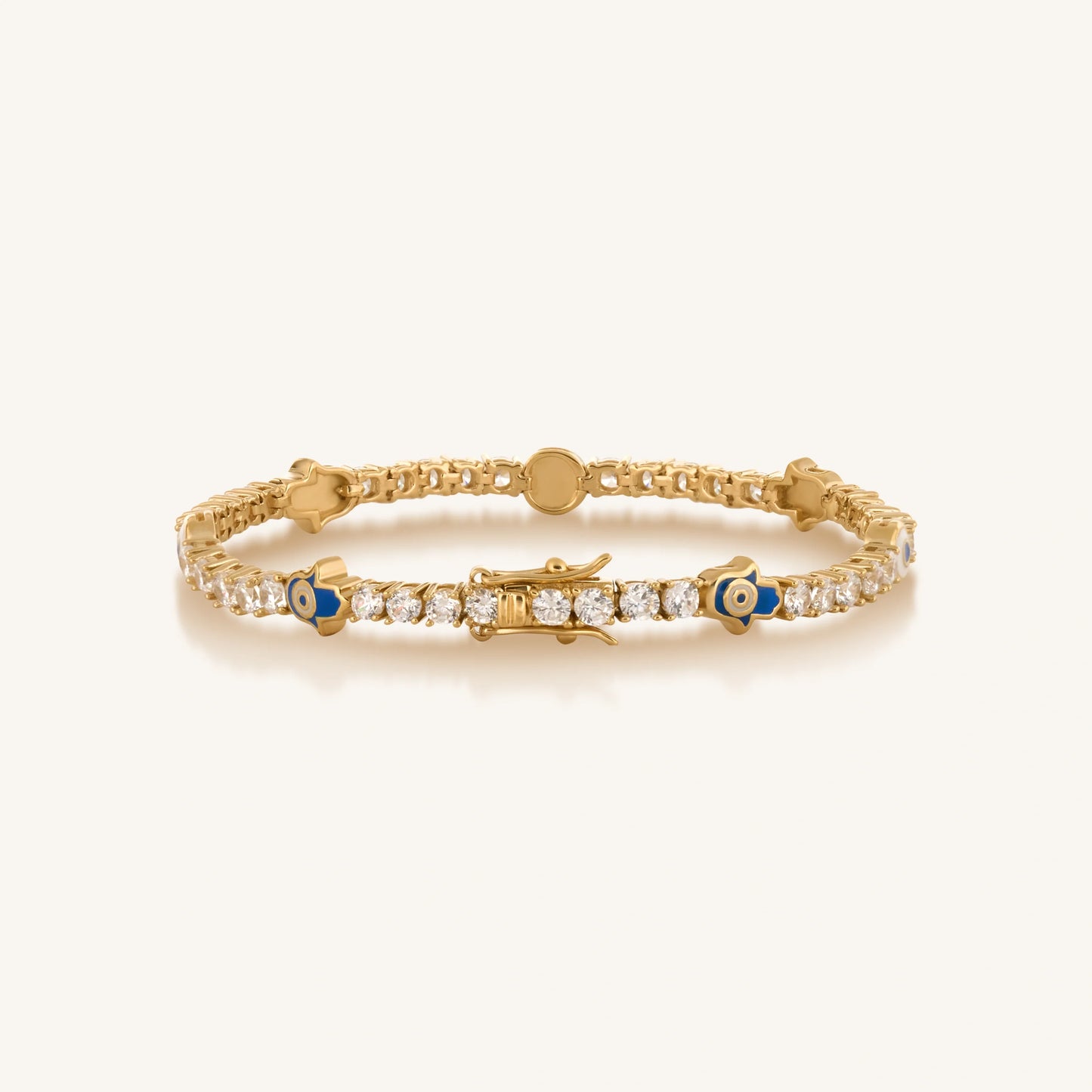 Warden of Peace Gold Evil Eye & Hamsa Tennis Bracelet