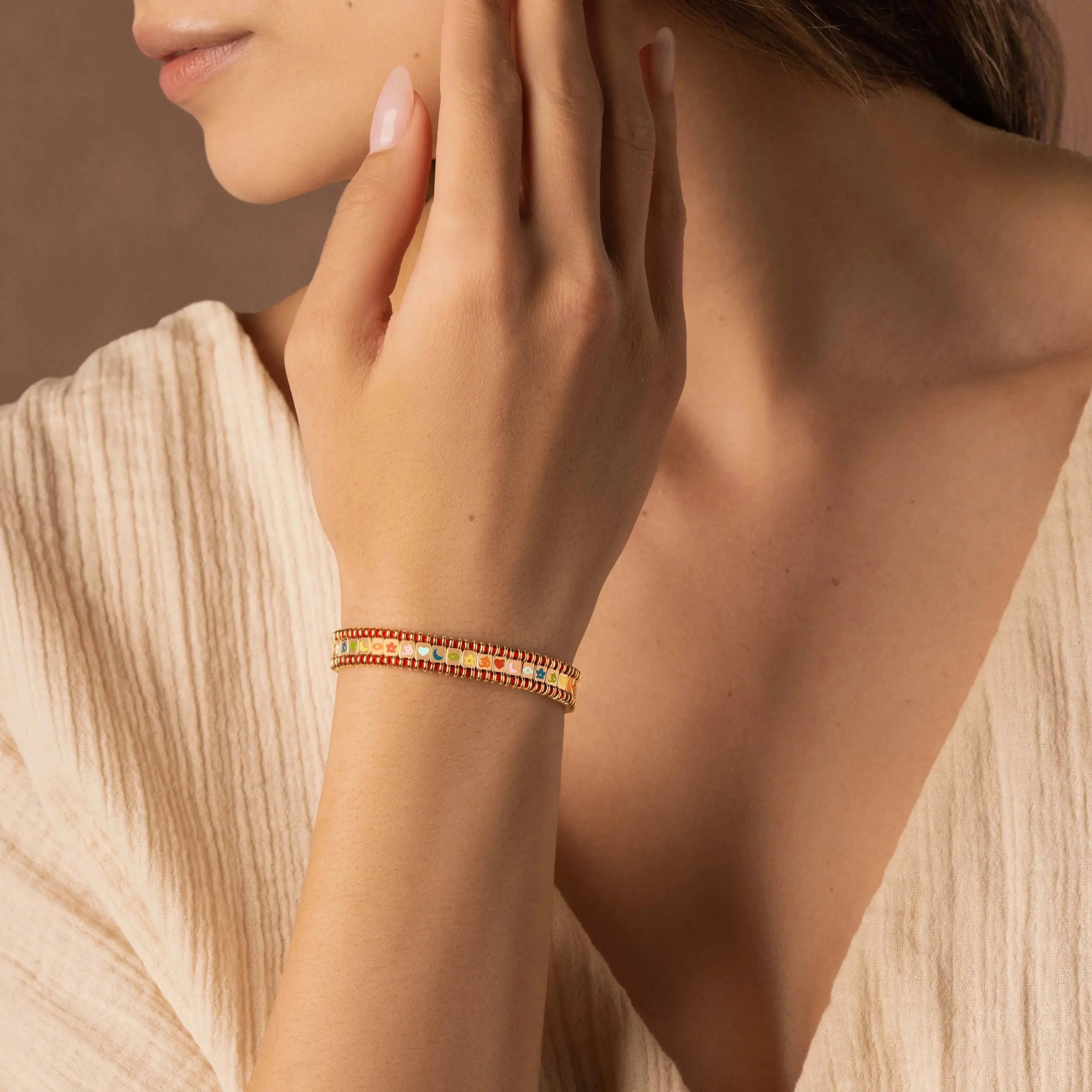 Divine Prism - Red String Tennis Bracelet