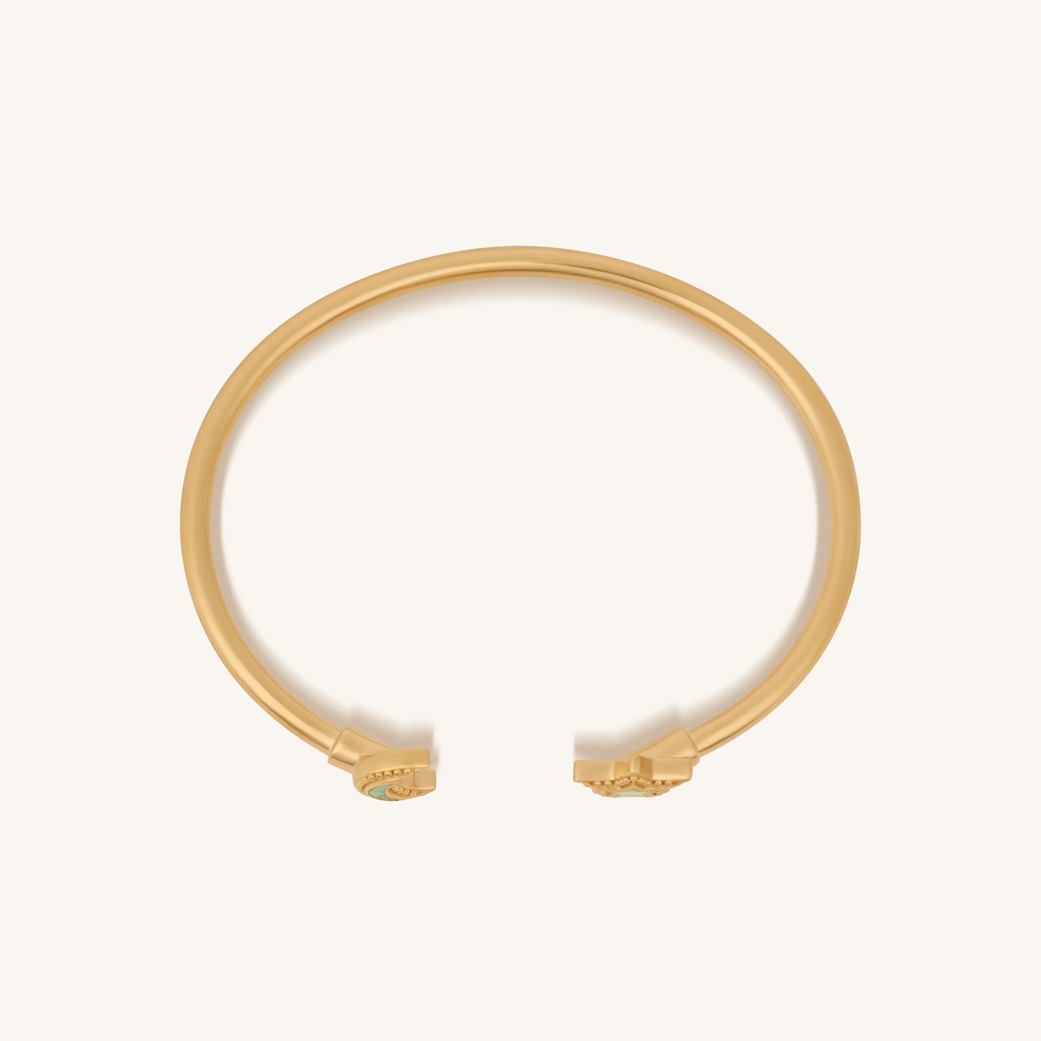 Celestial Direction Turquoise Moon & Star Gold Cuff Bracelet