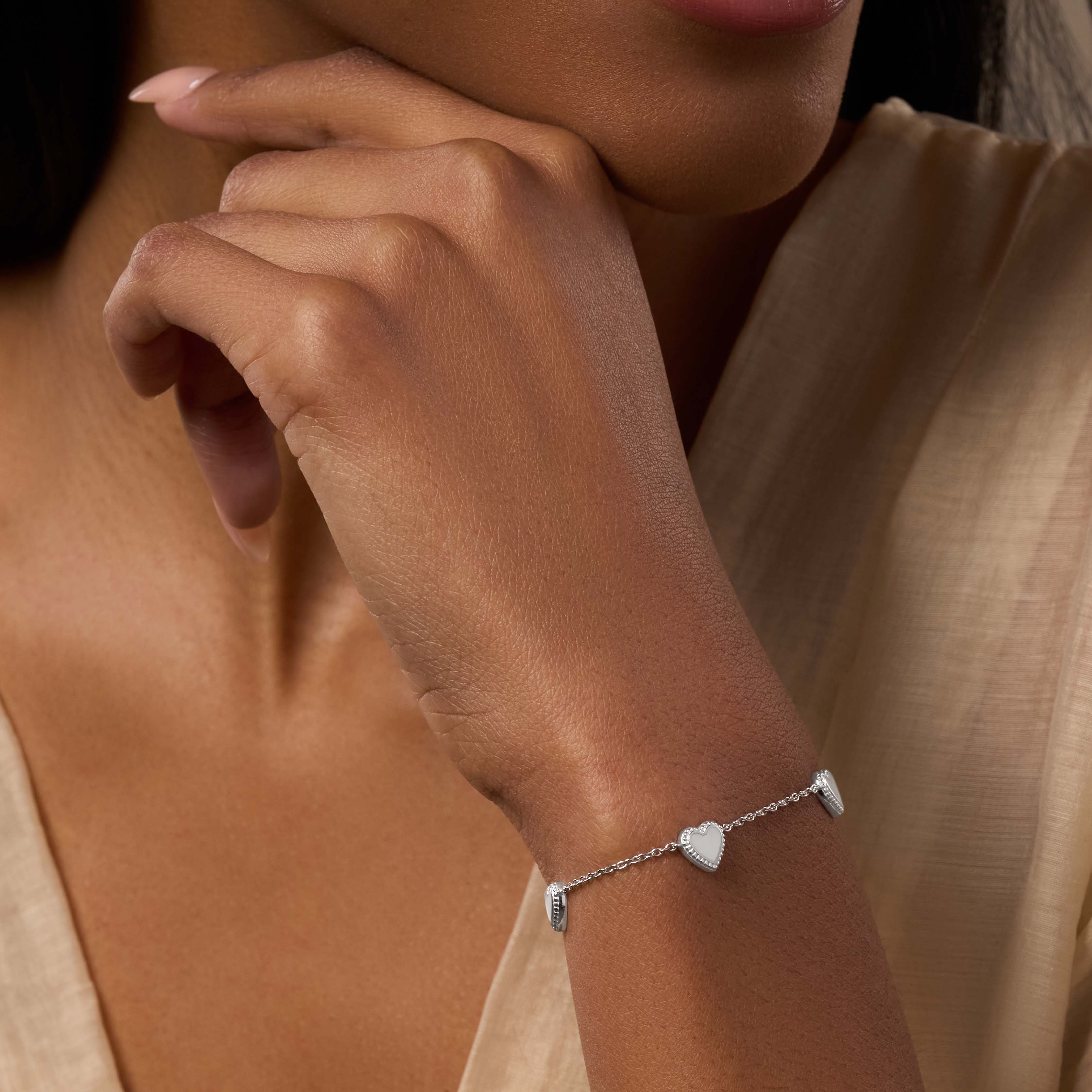Joyful Connections Mother of Pearl Silver Heart Bracelet