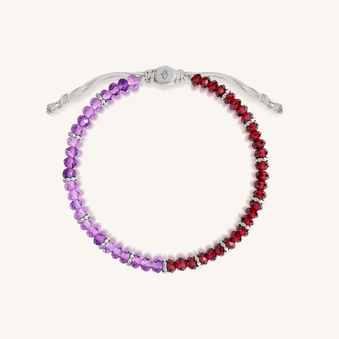 Dreamy Energizer - Amethyst Garnet Rondelle Beads Bracelet