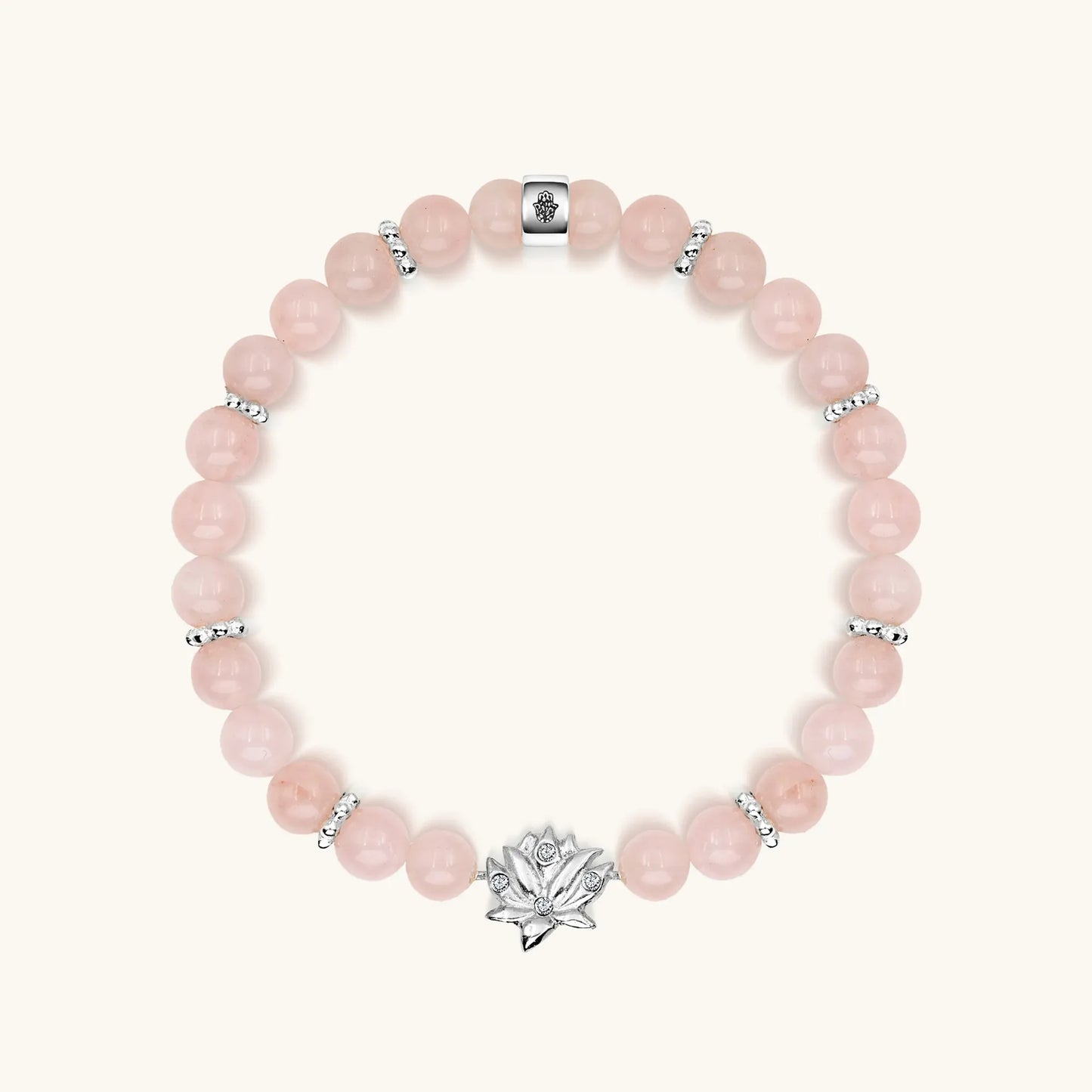 Emotion Renewal - Rose Quartz Lotus Charm Bracelet