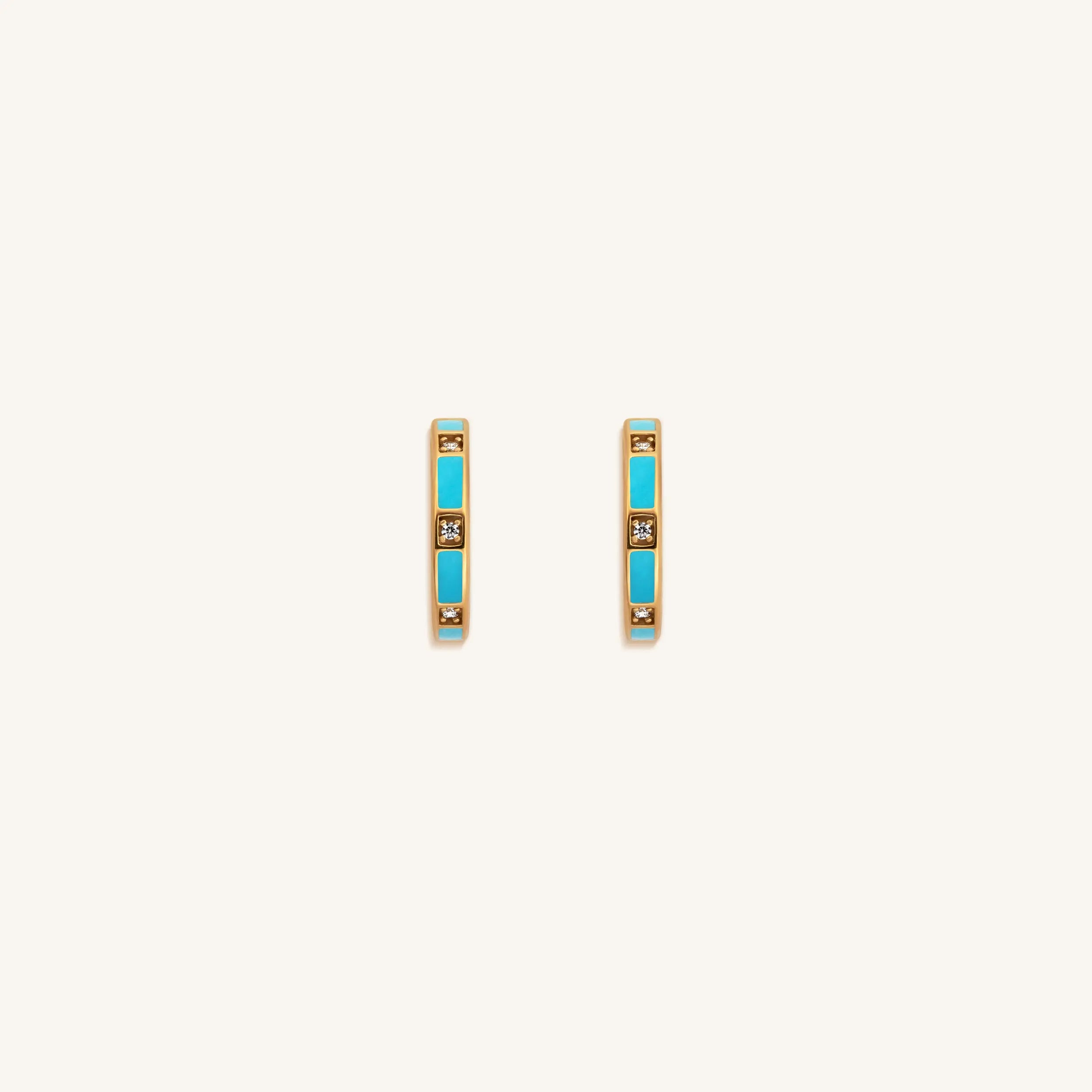 Serene Sensations Turquoise Gold Hoop Earrings