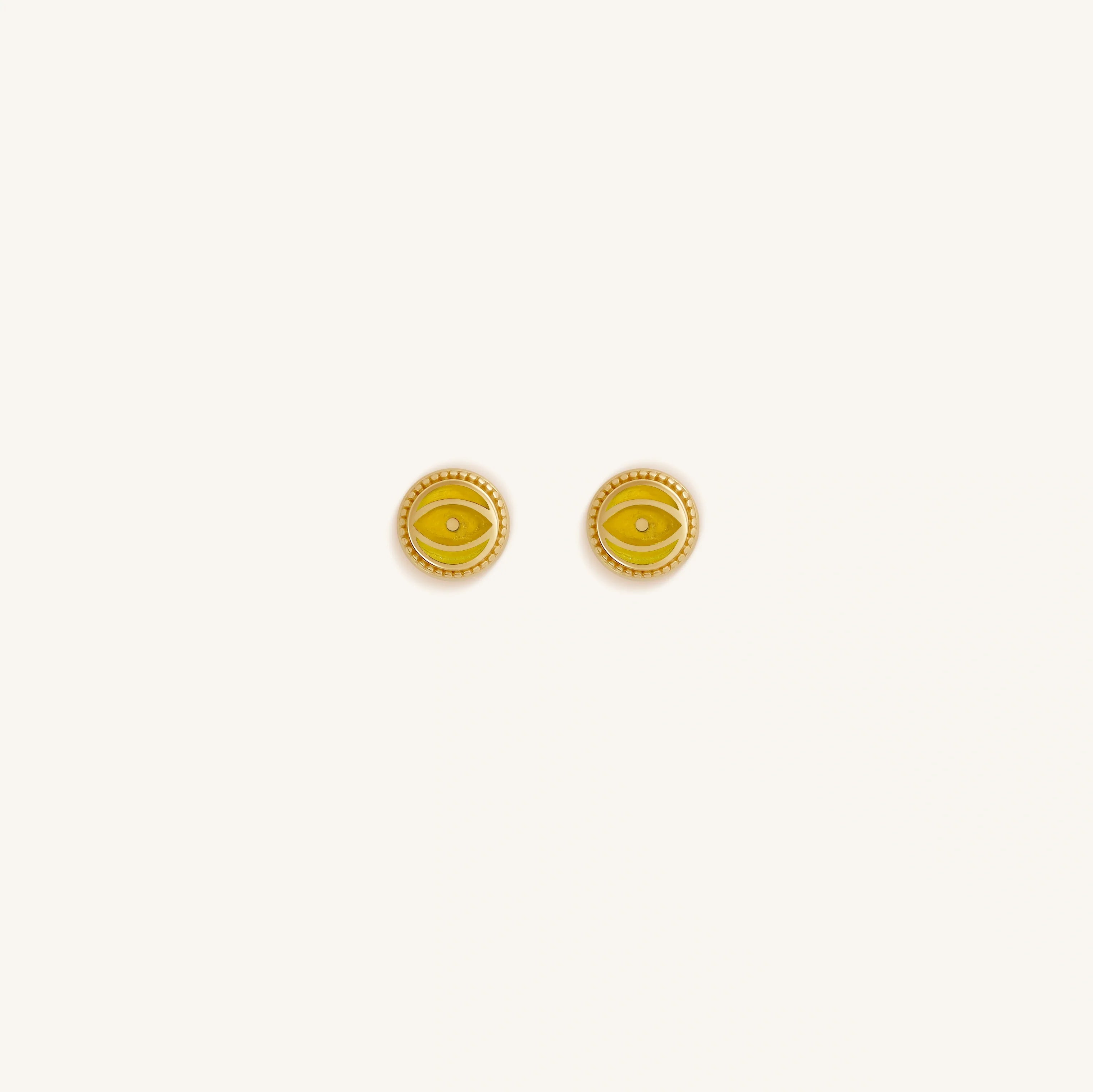 Solar Guard - Citrine November Birthstone Evil Eye Gold Stud Earrings