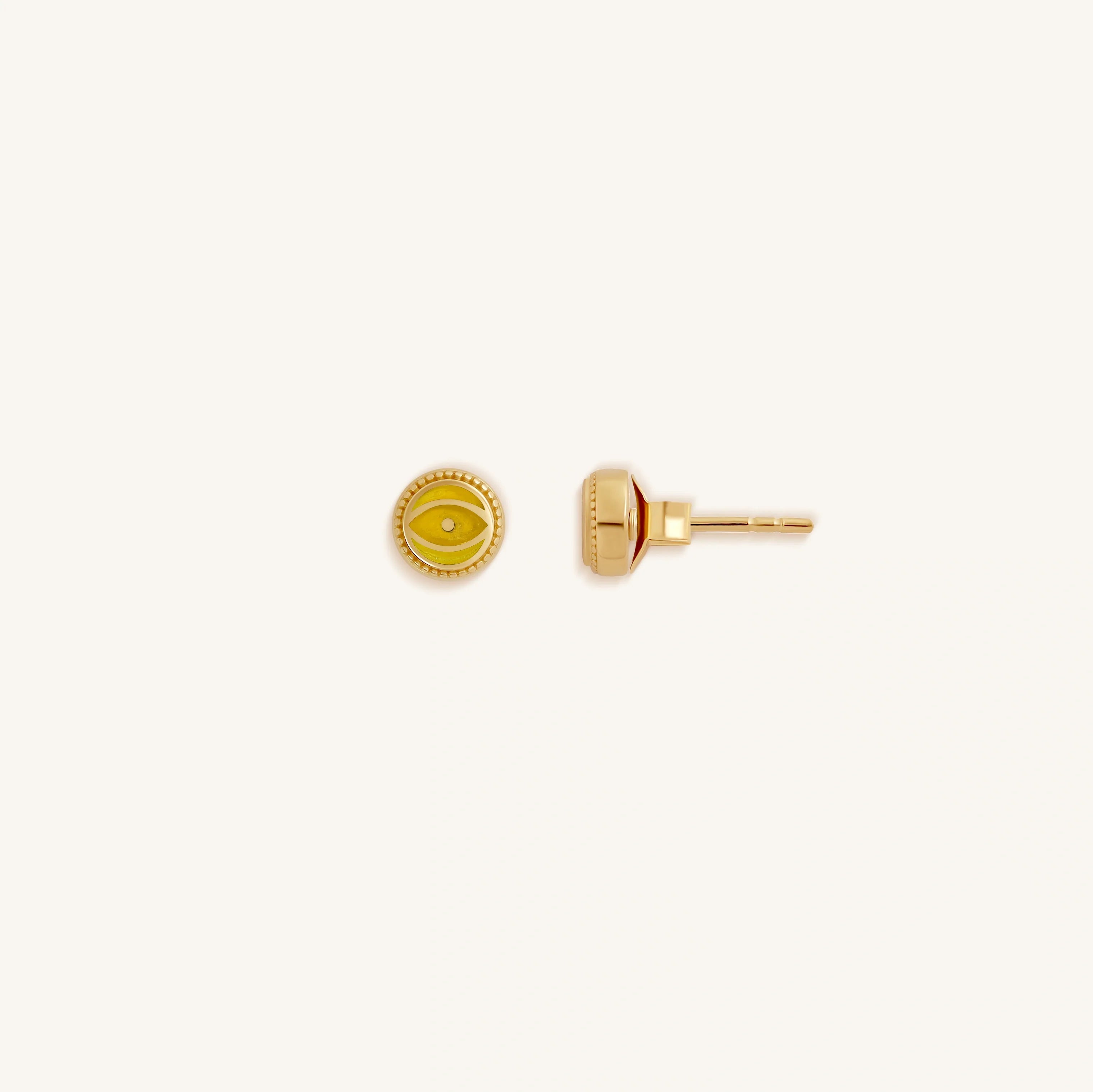 Solar Guard - Citrine November Birthstone Evil Eye Gold Stud Earrings