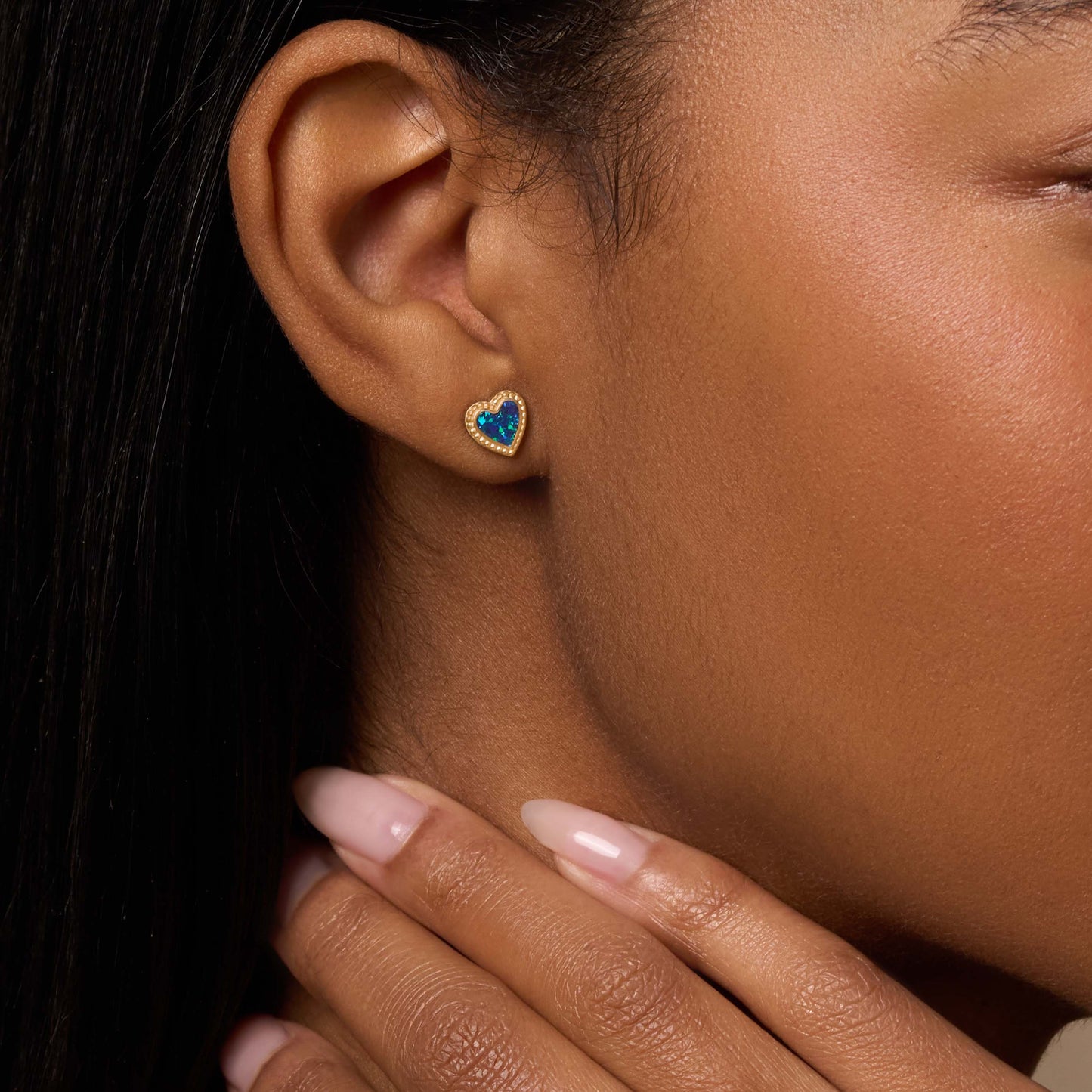 Loving Vibes Blue Opal Heart Earrings