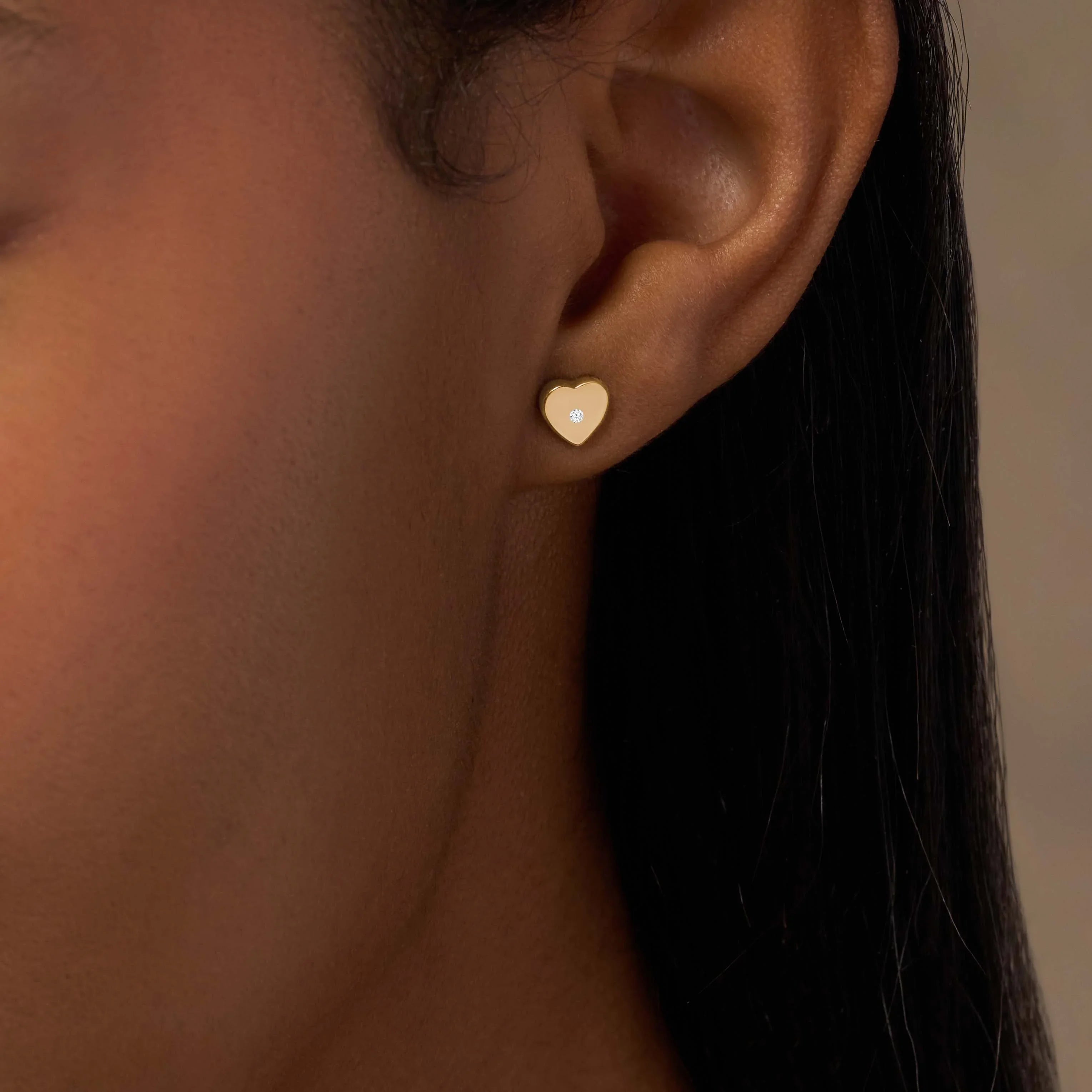 Heart’s Triumph Diamond Gold Heart Earrings
