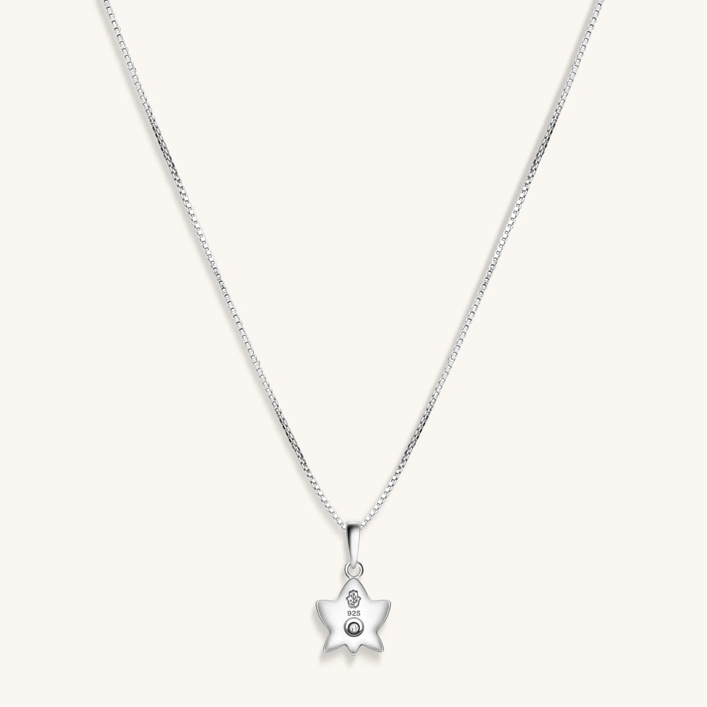 Divine Virtue - White Enamel Diamond Lotus Necklace
