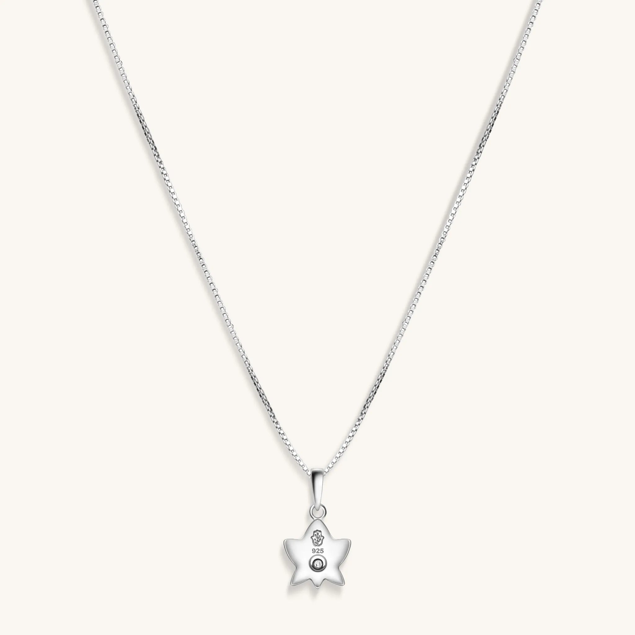 Divine Virtue - White Enamel Diamond Lotus Necklace