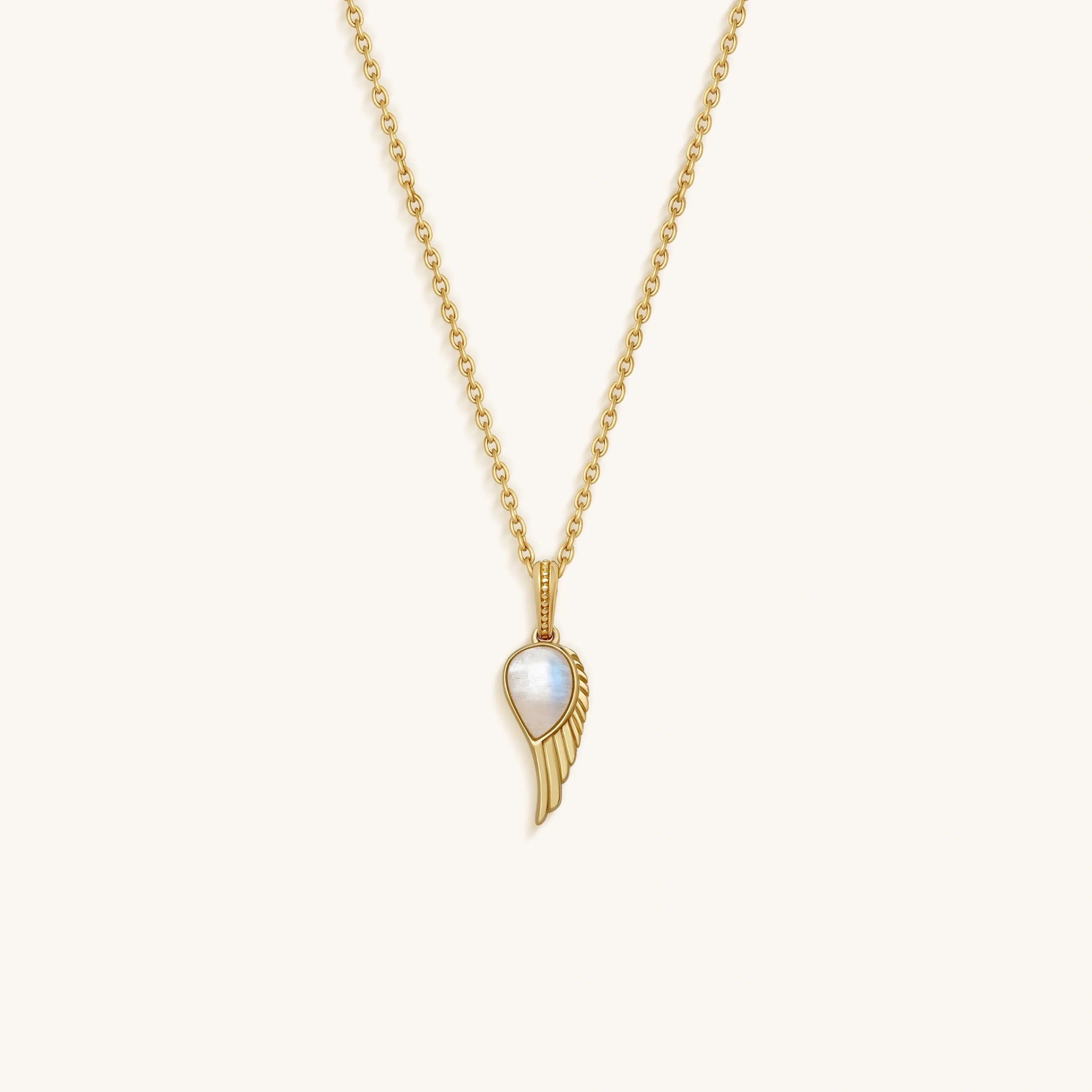 Lightness of Being Moonstone Angel Wing Gold Necklace