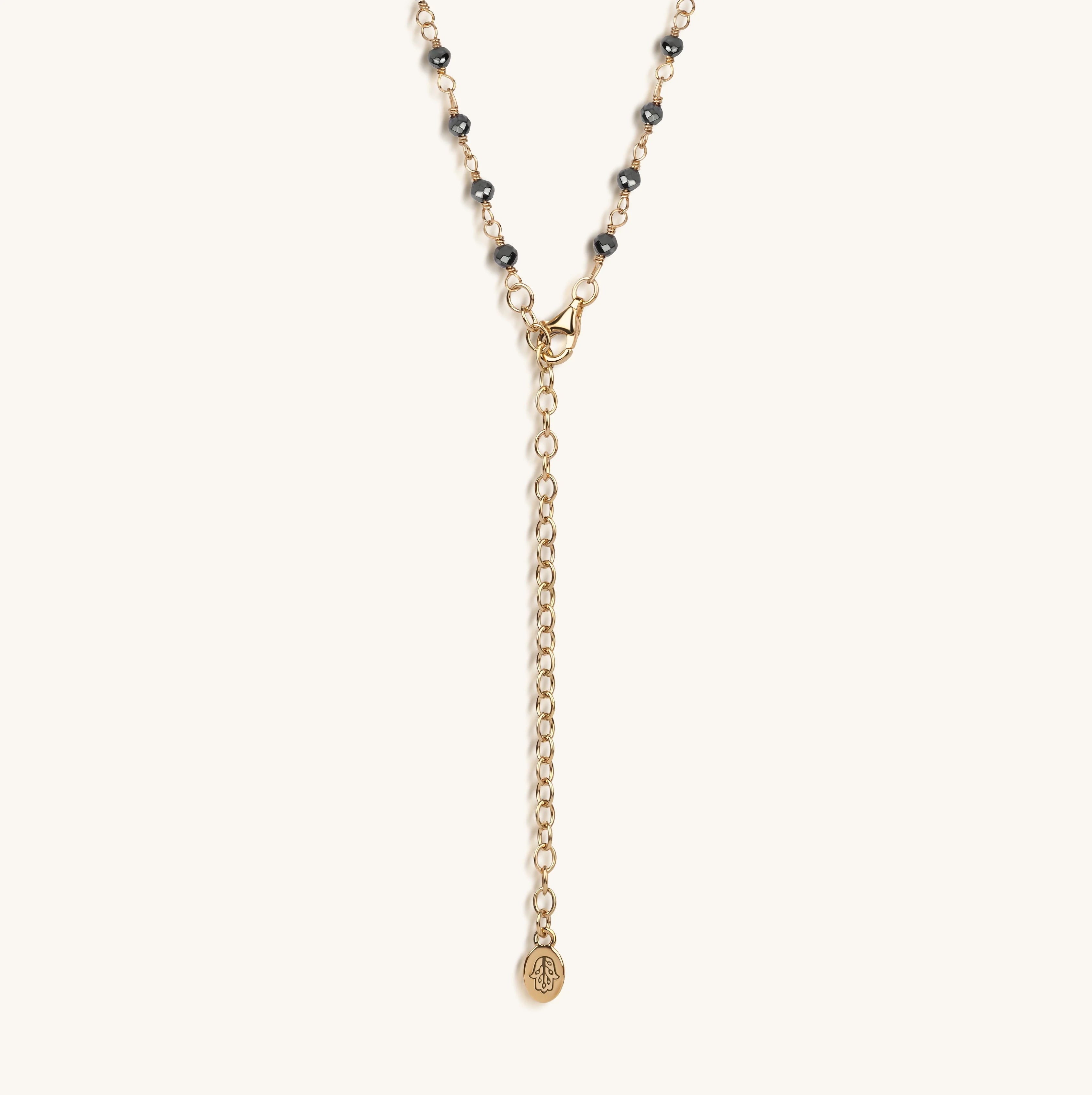 Unwavering Faith Cross - Hematite Rosary Necklace
