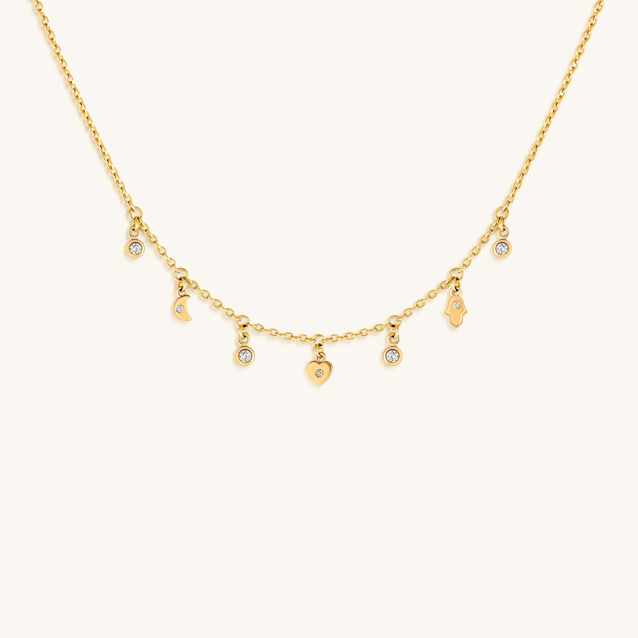 Graceful Abundance Gold Charm Necklace