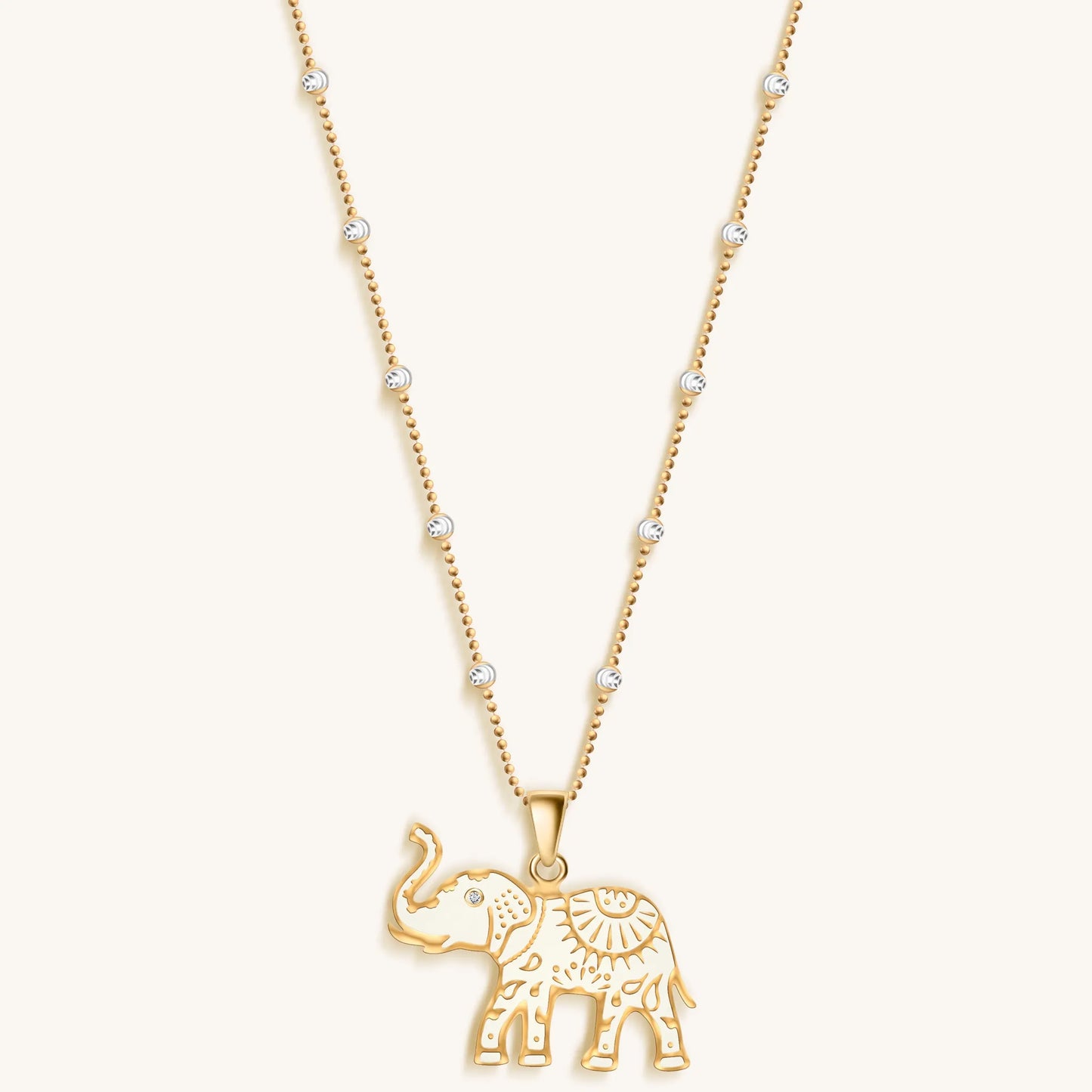 Infinite Wisdom - Gold Plated Elephant Pendant Necklace