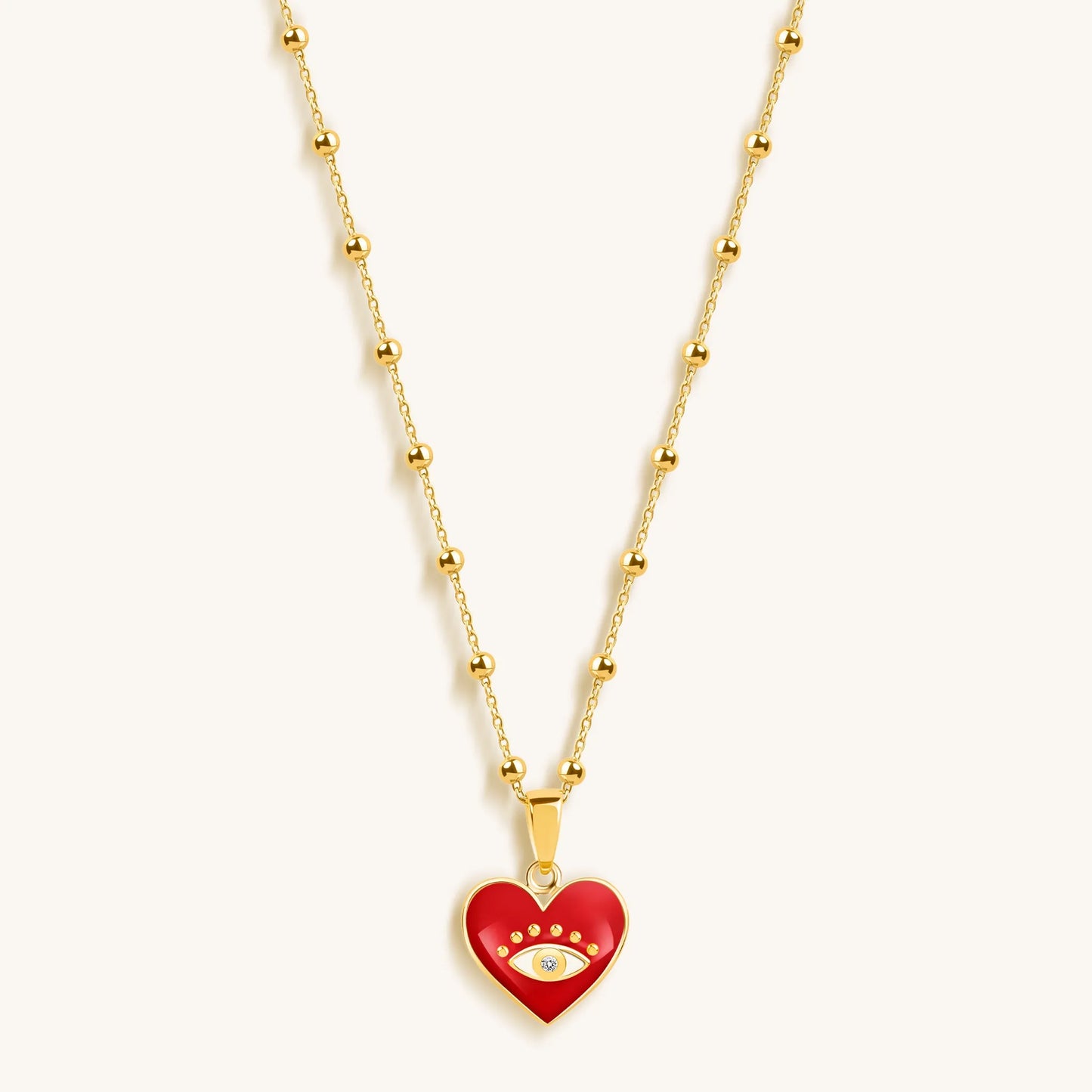 Steadfast Loyalty - Evil Eye Diamond Heart Charm Necklace