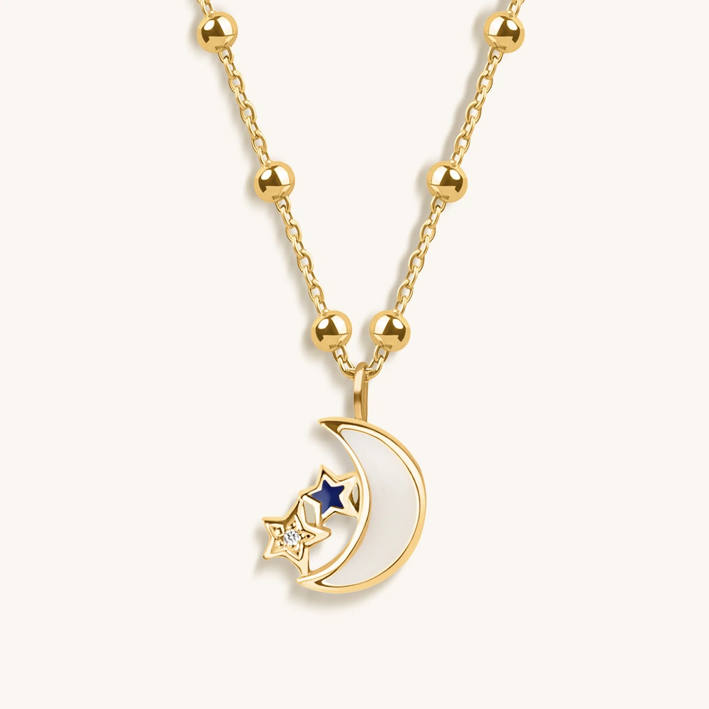 Guiding Energies - Gold Plated Moon & Star Necklace