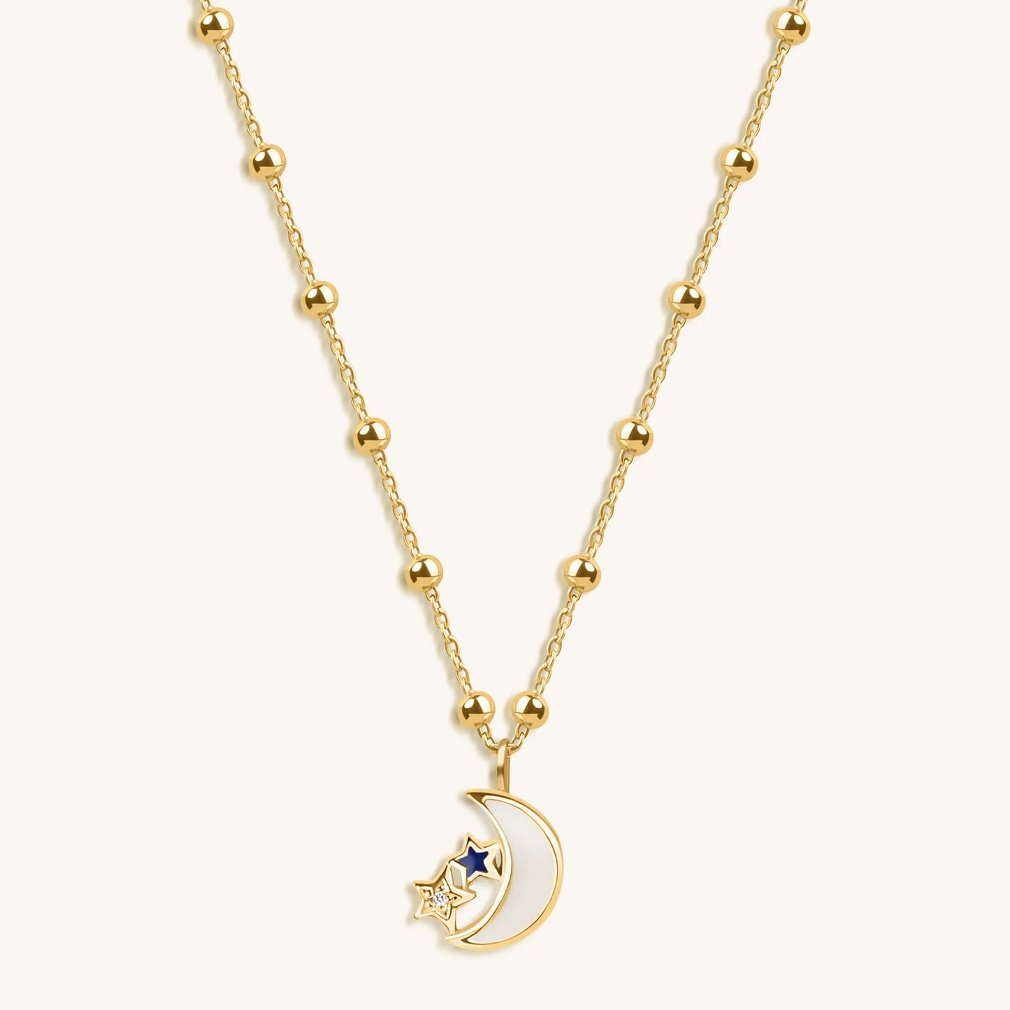 Guiding Energies - Gold Plated Moon & Star Necklace