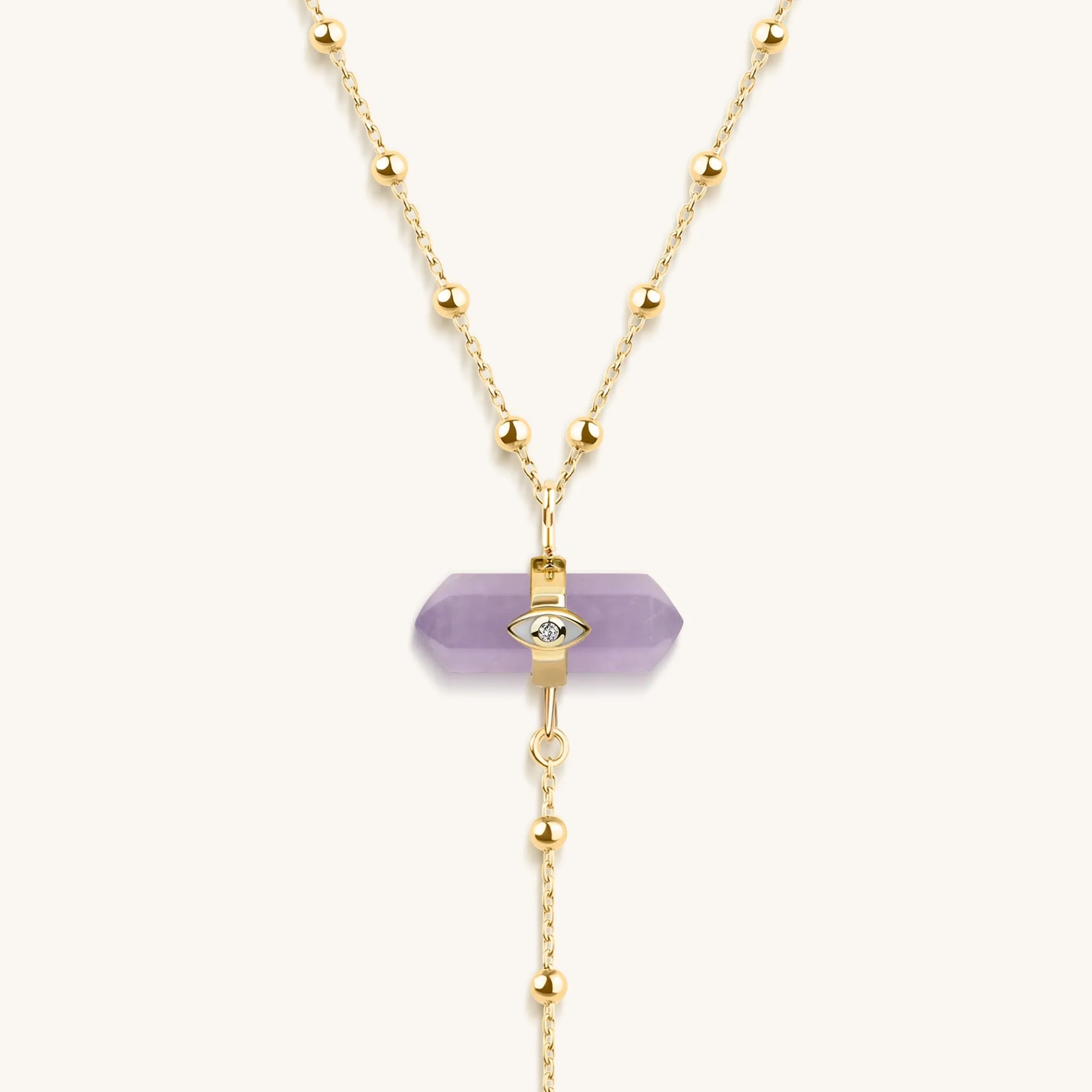 Divine Guidance - Amethyst Gold Evil Eye Necklace